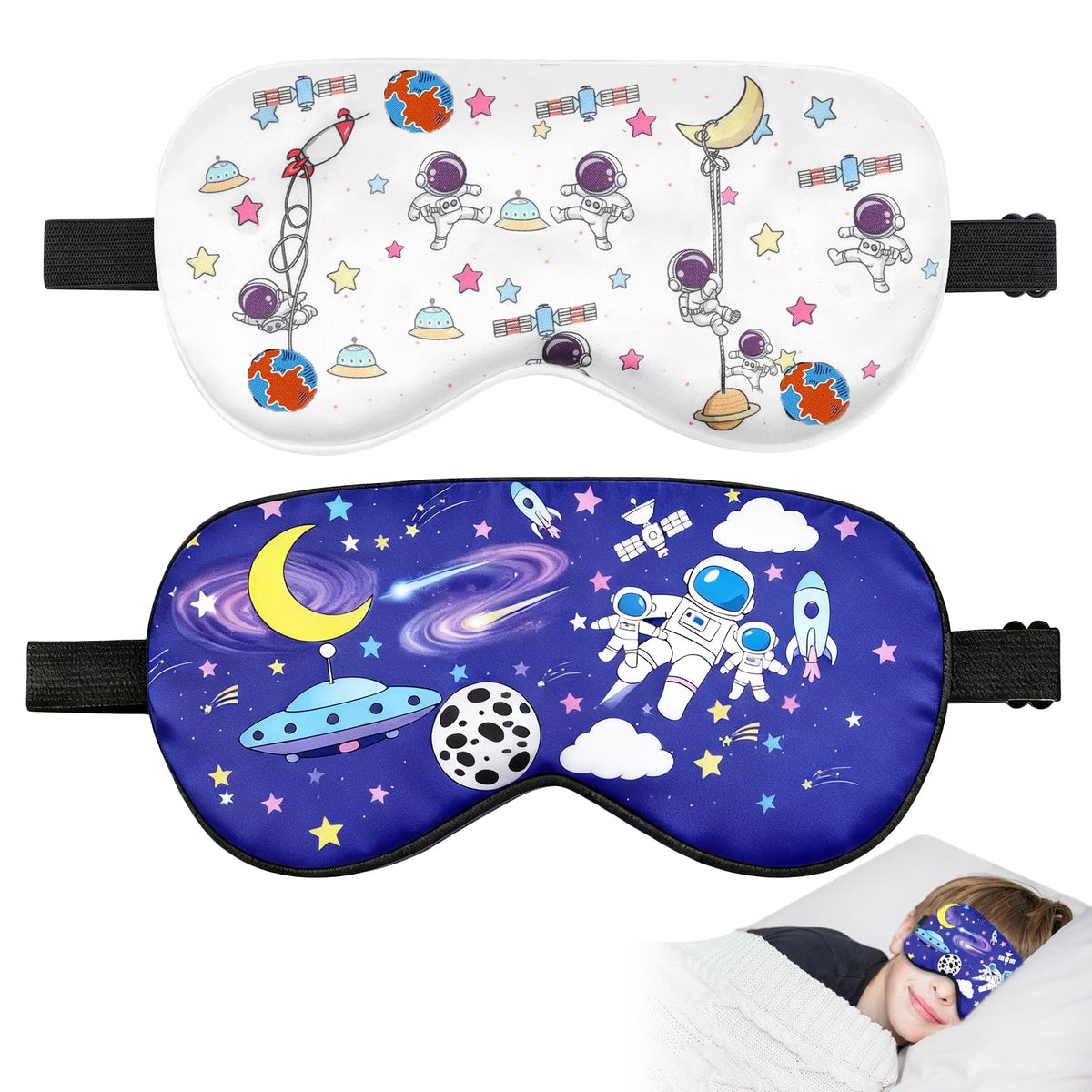 Riixazo masque sommeil enfant astronaute, design ludique favorisant un sommeil paisible.