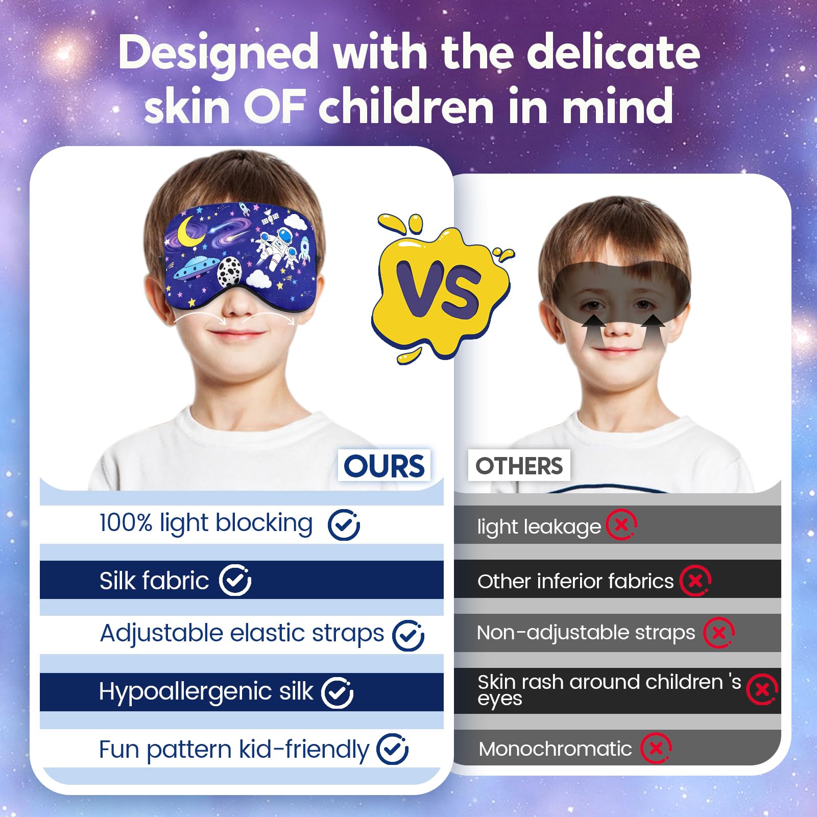 Riixazo masque sommeil enfant astronaute, masque léger pour les voyages.