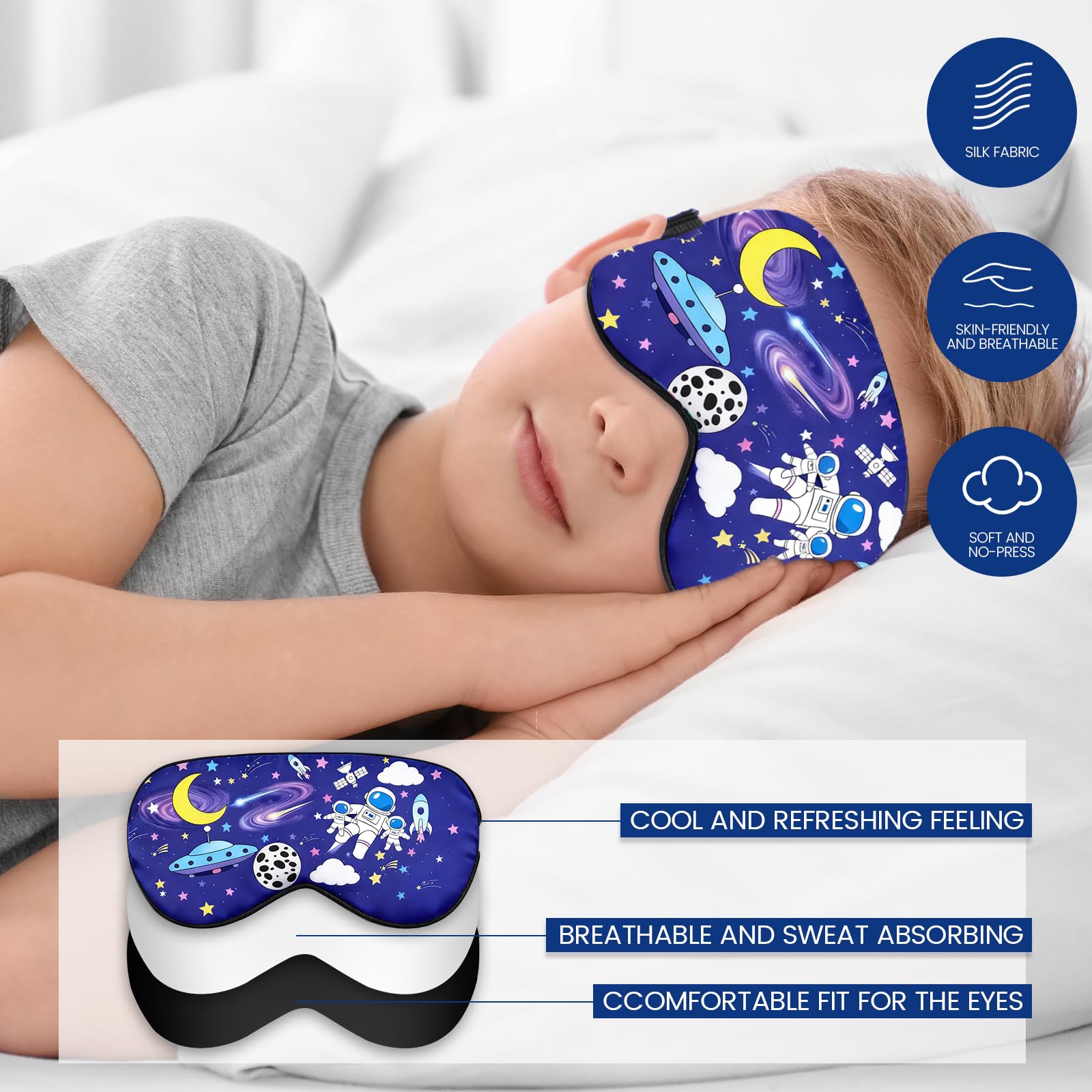 Riixazo masque sommeil enfant astronaute, bloque la lumière pour des nuits calmes.