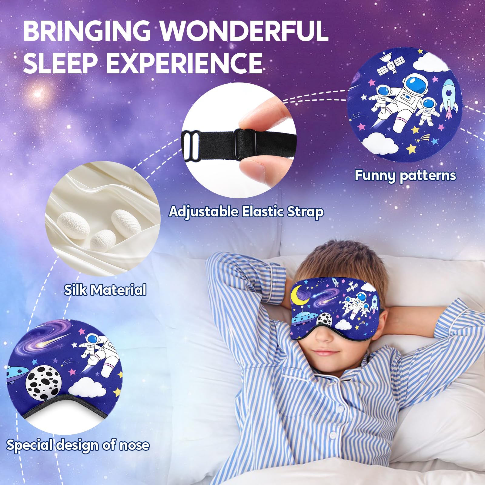 Riixazo masque sommeil enfant astronaute, convient à la plupart des enfants.