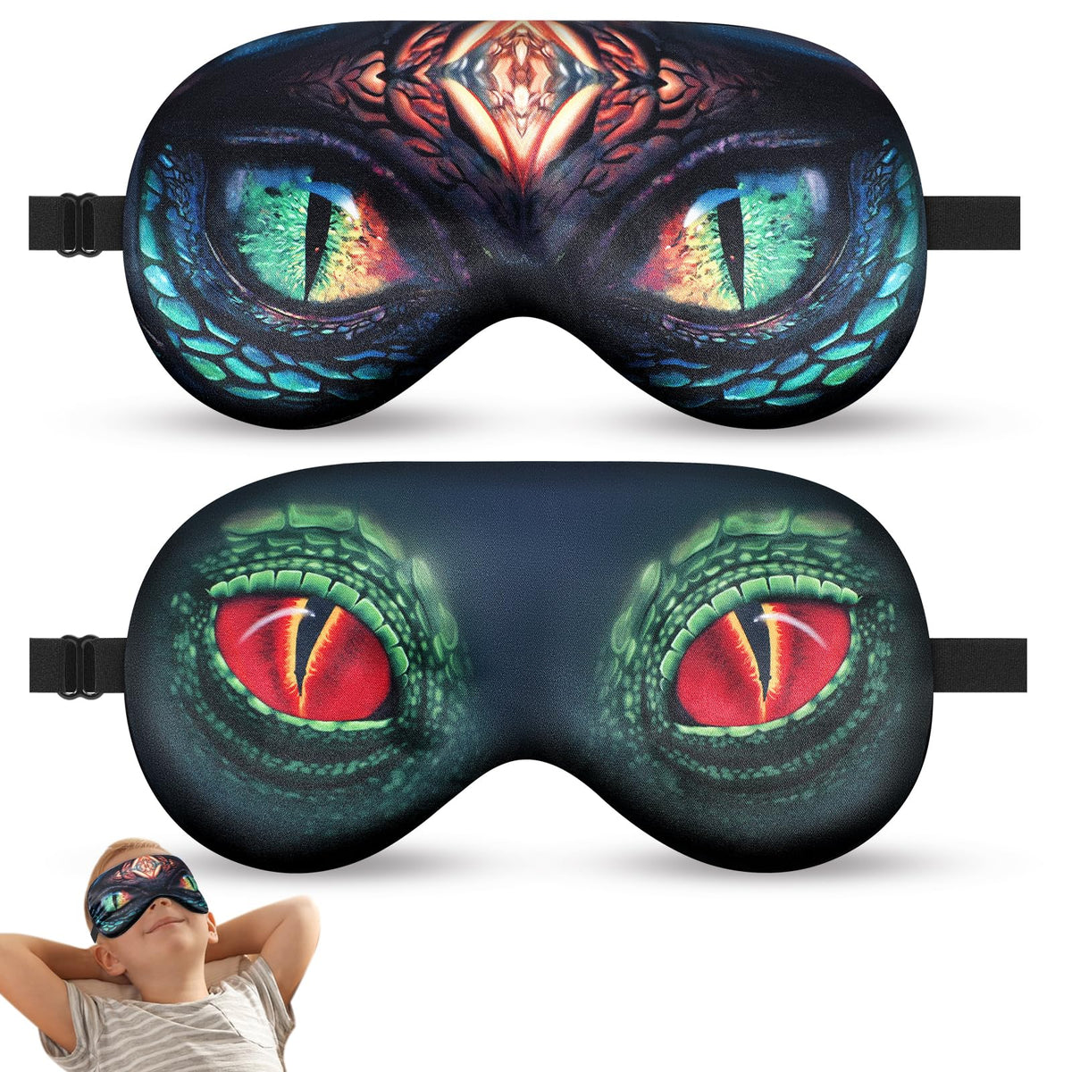 Riixazo masque de sommeil enfant dinosaure rouge pour un repos profond