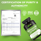 Rimo Nutrition Potassium Citrate contenant — transport facile pour votre routine quotidienne