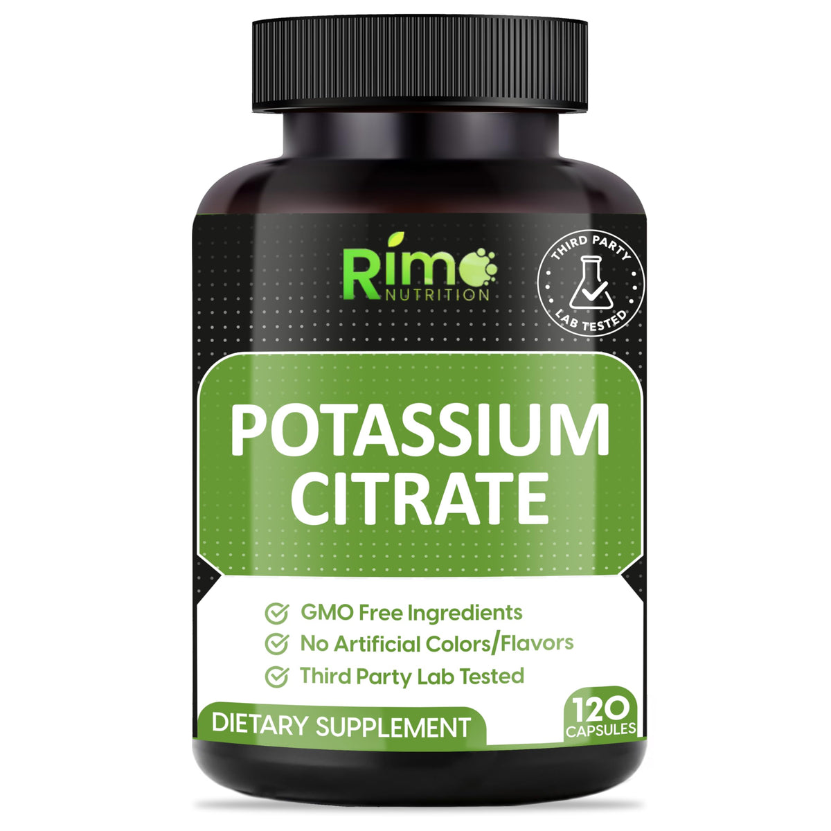Rimo Nutrition Potassium Citrate emballage — pratique pour un rangement facile