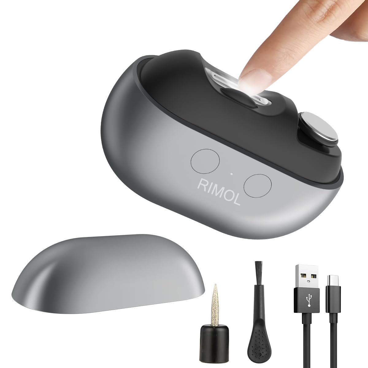RIMOL Coupe-ongles electrique 3-en-1 pour ongles nets et lisses.