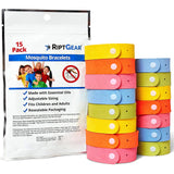 Bracelets moustiques RiptGear citronelle – ensemble de 15 pour toute la famille.