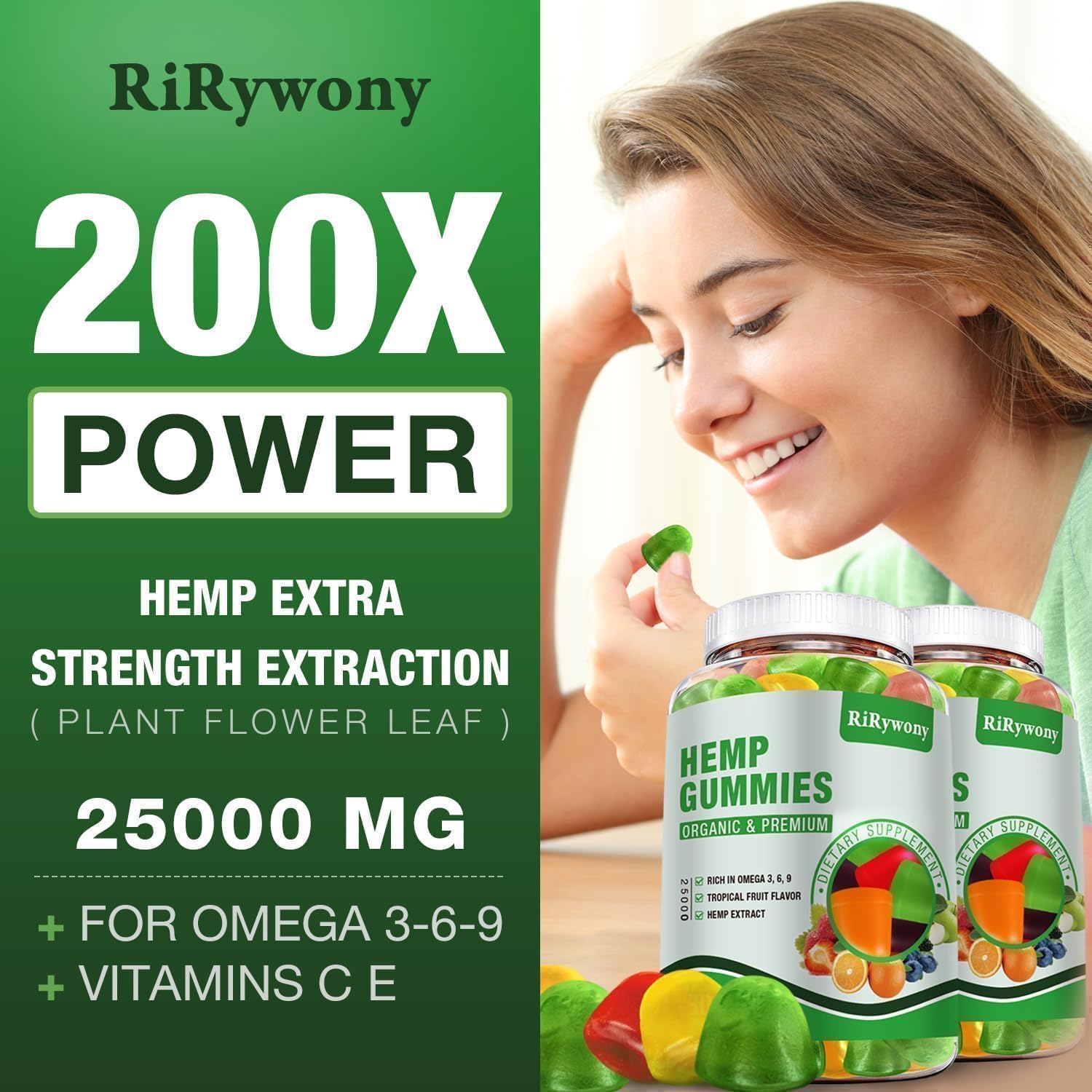 Gommes Chanvre RiRywony Health trois-pack sur fond neutre, commodité et dosage simplifié.