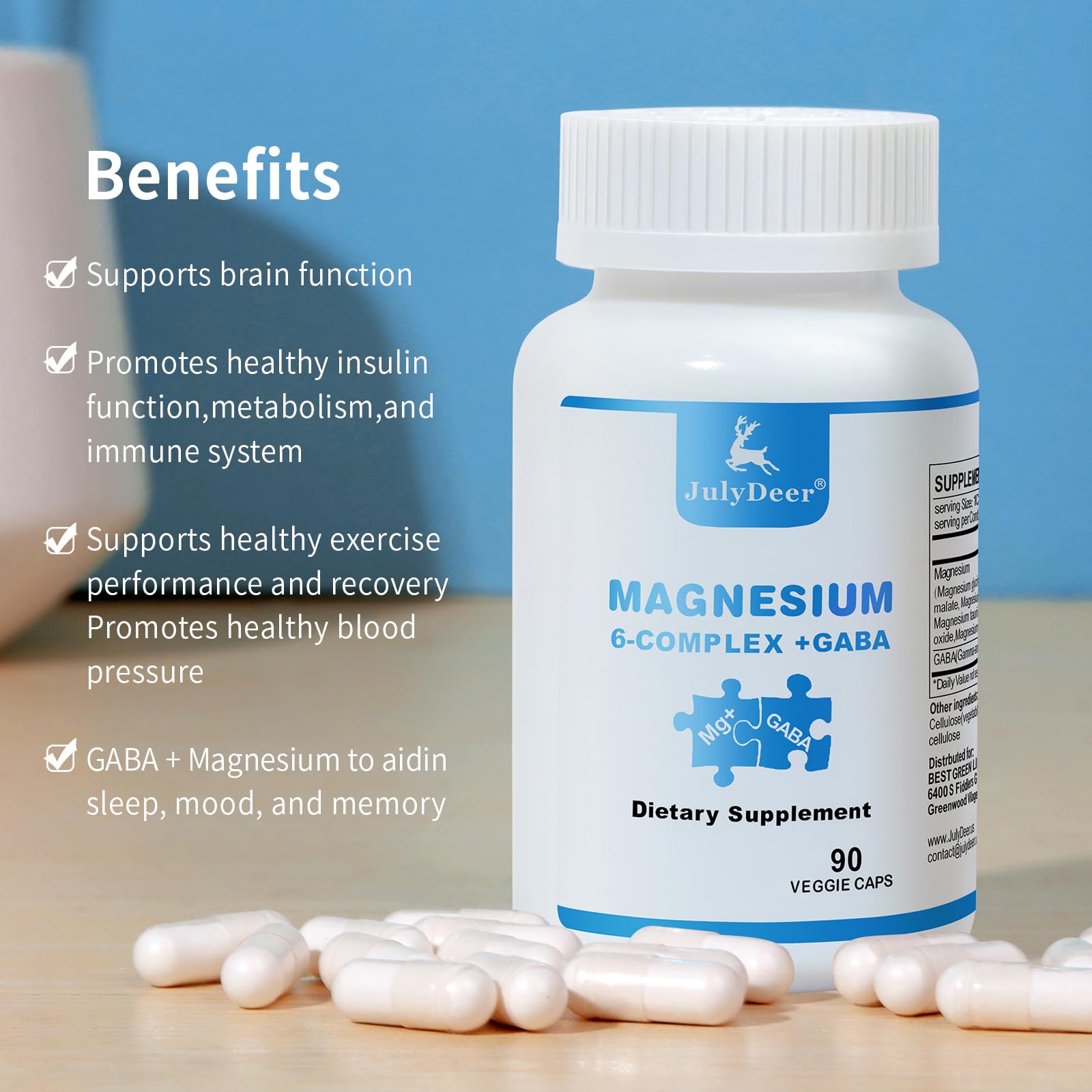Risabou Magnésium Sixfold – 90 capsules prêtes à l'emploi quotidien.