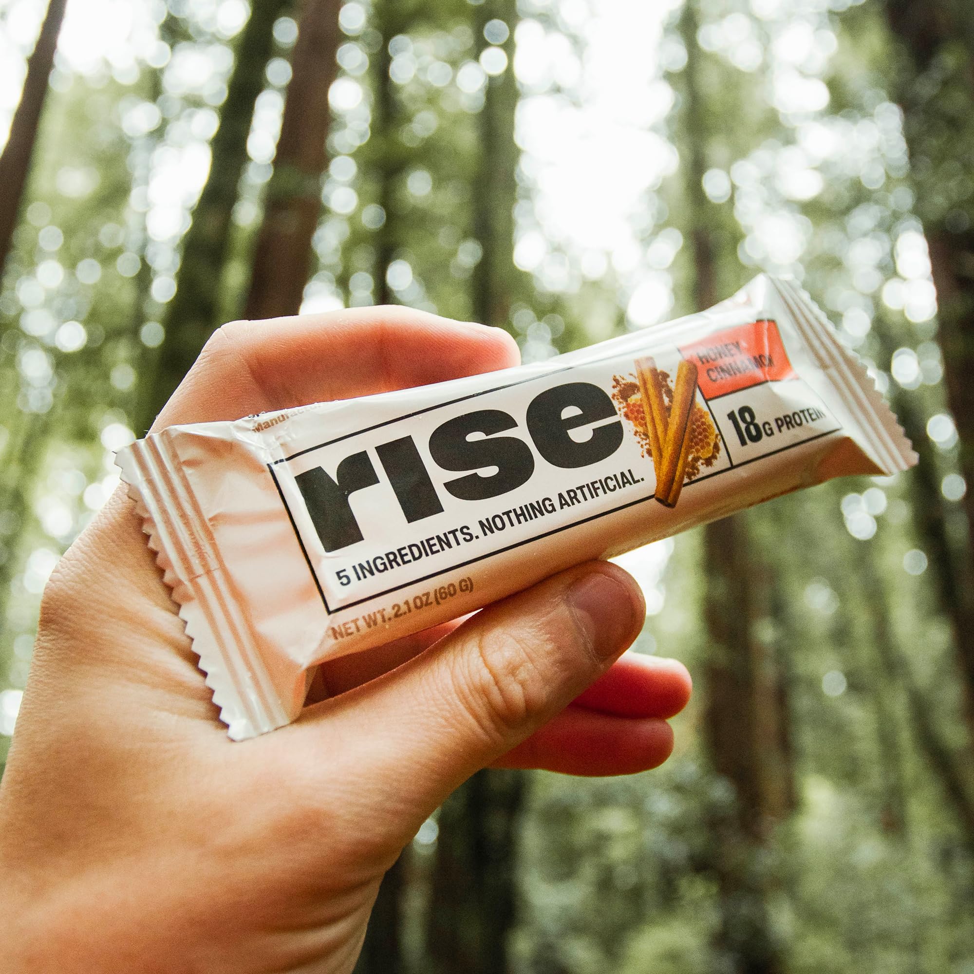 Barre Rise protéine miel cannelle idéale pour un petit-déjeuner rapide.