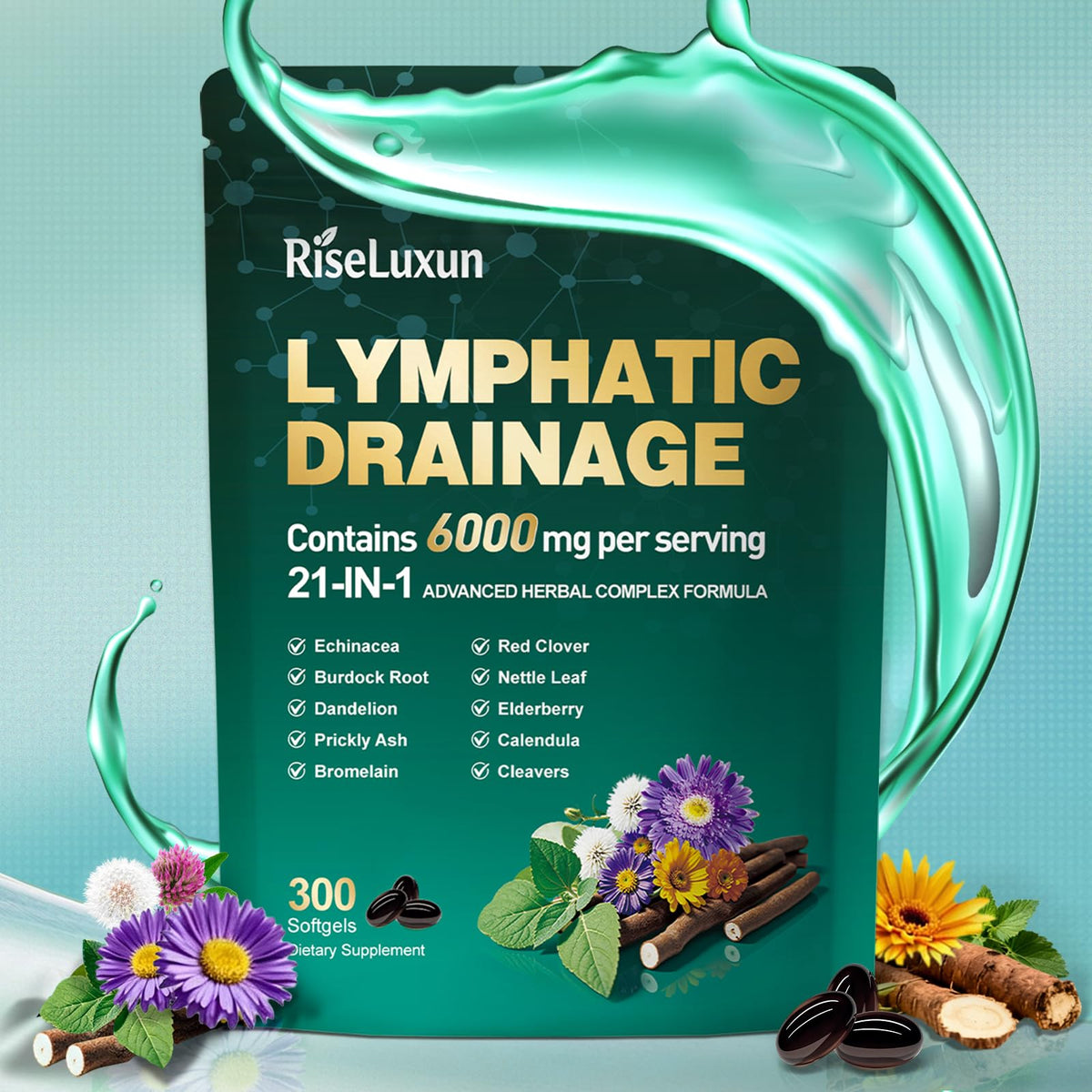 RiseLuxun 21-en-1 bouteille: soutien du drainage lymphatique quotidien.