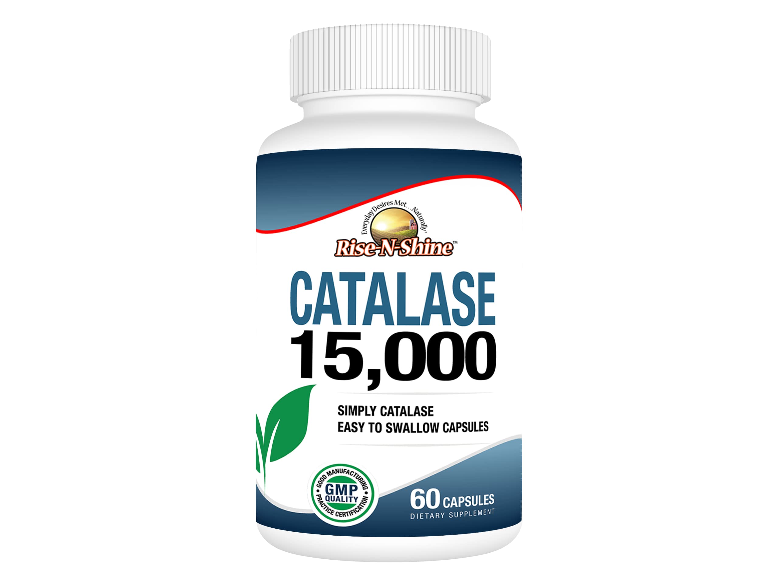 Rise-N-Shine Catalase 15000 - Bouteille versement, prise quotidienne pratique.