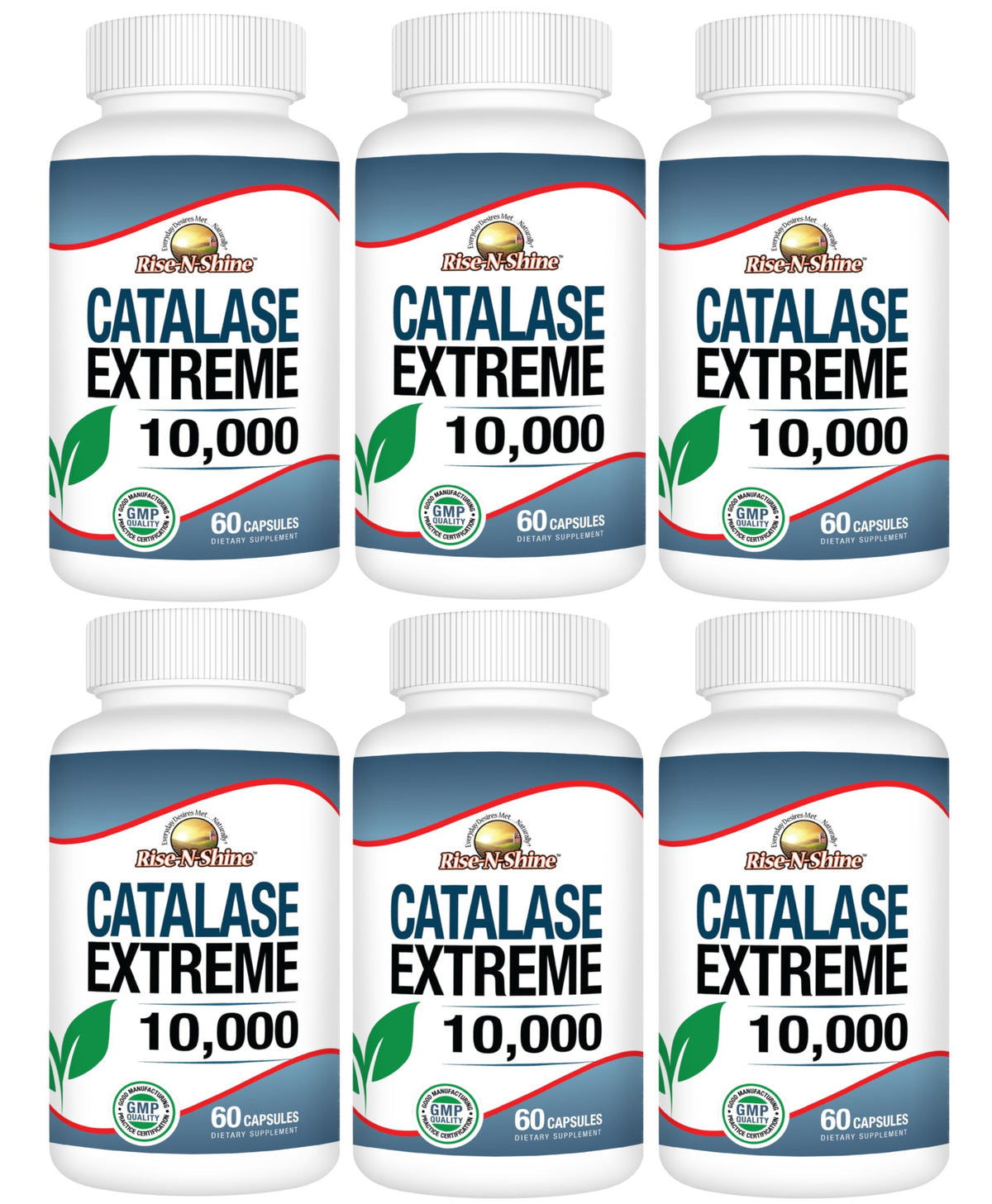 Rise-N-Shine Catalase Extreme, bouteille 360 capsules, soutien potentiel à la vitalité capillaire.