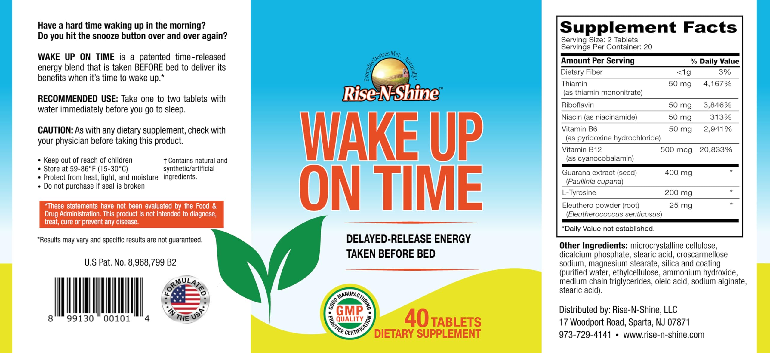 Rise-N-Shine Tablettes – énergie matinale pour démarrer la journée.