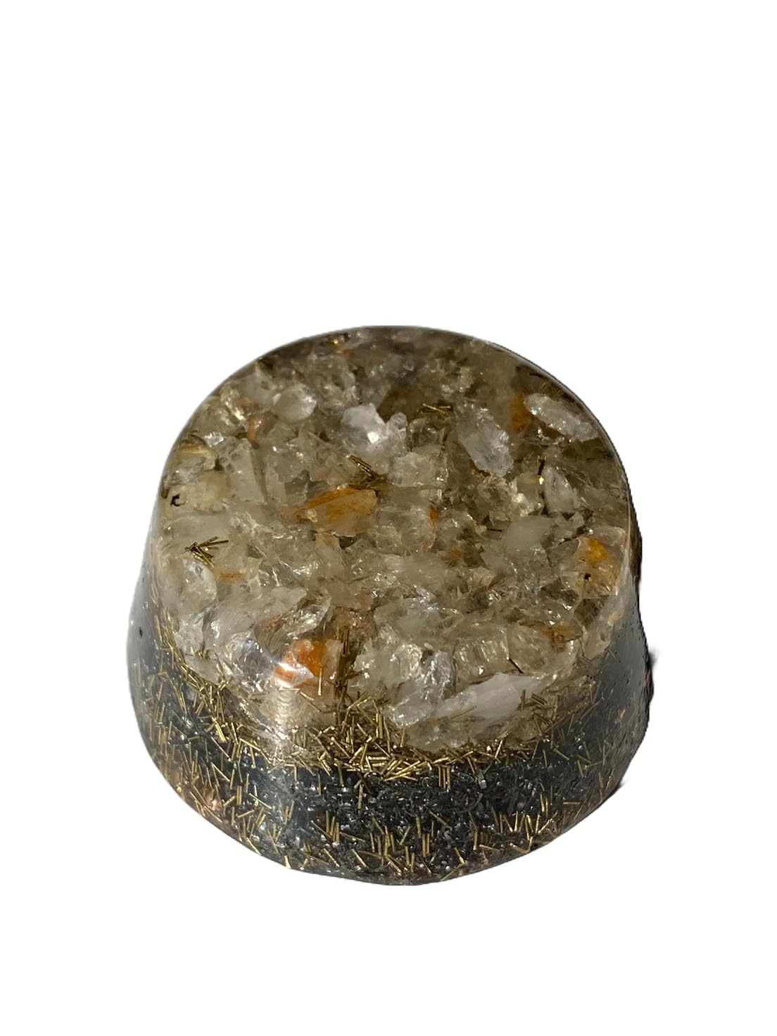 Rise Perspective Citrine Orgone: petit tour-buster sur une surface, énergie positive