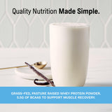 Rise Whey Vanille – etiquette claire, composition simple et transparente.