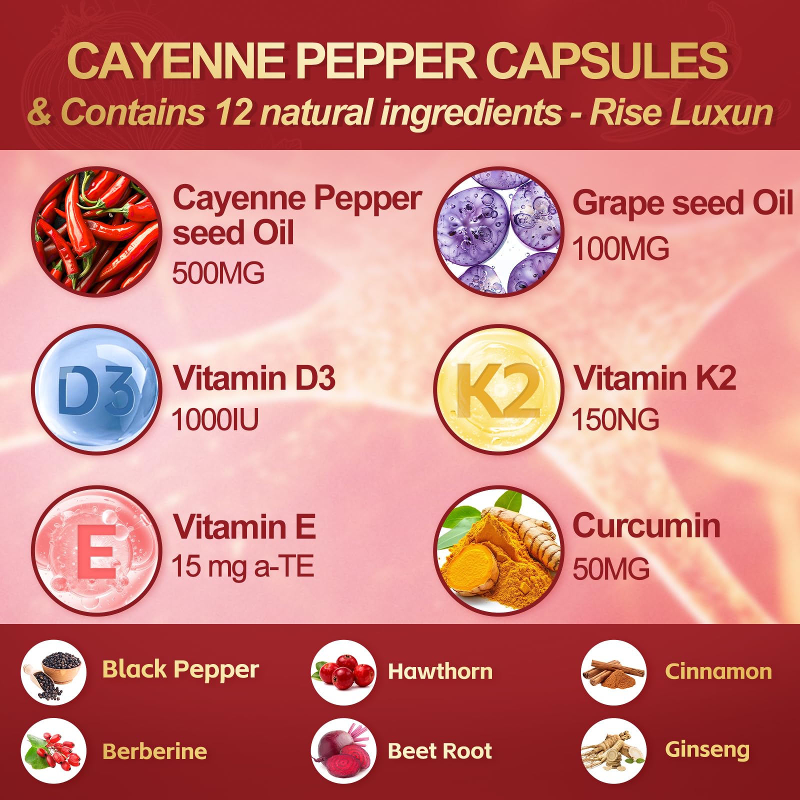 RiseLuxun: extraits liquides Cayenne et Aubépine, bien-être quotidien.