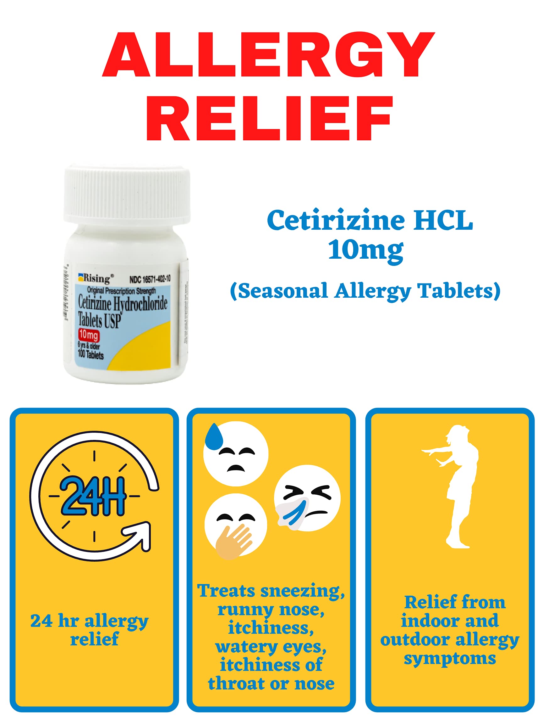 Rising Cetirizine: format maniable et discret à emporter.