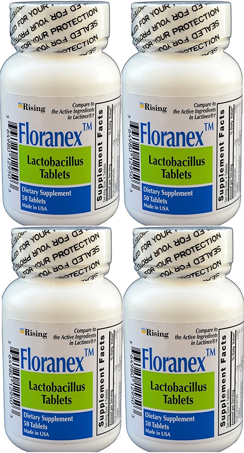 Floranex Rising: bouteille de 50 comprimés pour le soutien digestif.