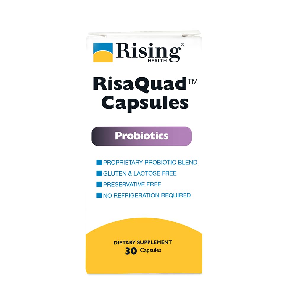 Rising Health Risaquad 230mg – bouteille de gélules, soutien potentiel intestinal.
