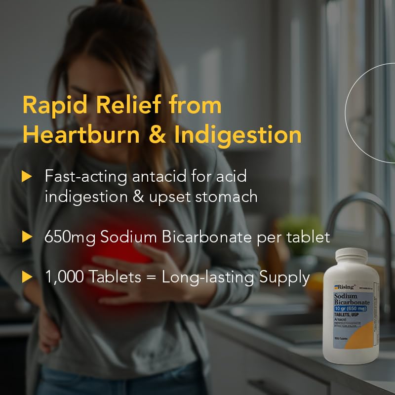 Rising bicarbonate de sodium 650 mg – prise rapide après repas pour soutenir la digestion.