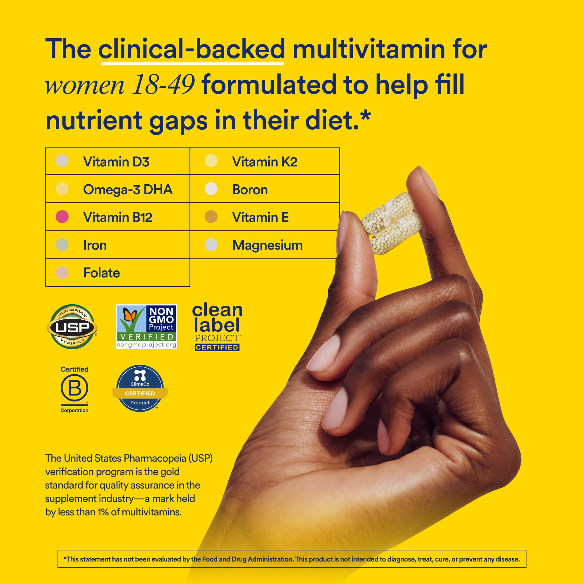 Ritual Multivitamine – Gélules véganes visibles, Omega-3 DHA d’algues pour le cœur.