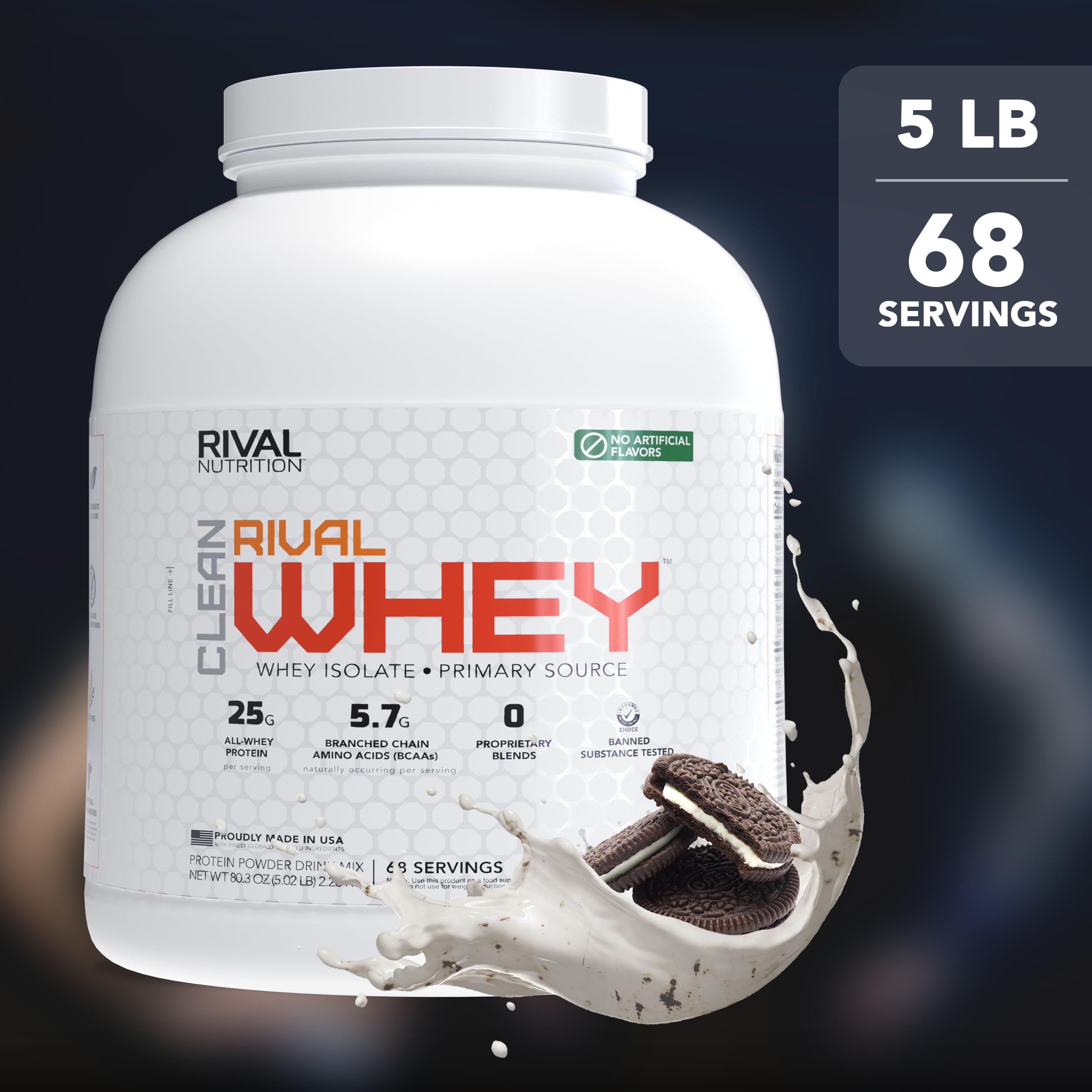 RIVAL NUTRITION lactosérum Cookies Creme, mesure facile pour shaker après l'effort