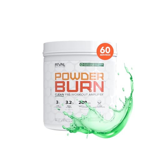 RIVAL NUTRITION Poudre Burn pré-entraînement Sour Candy — bouteille prête pour une séance énergique et propre.