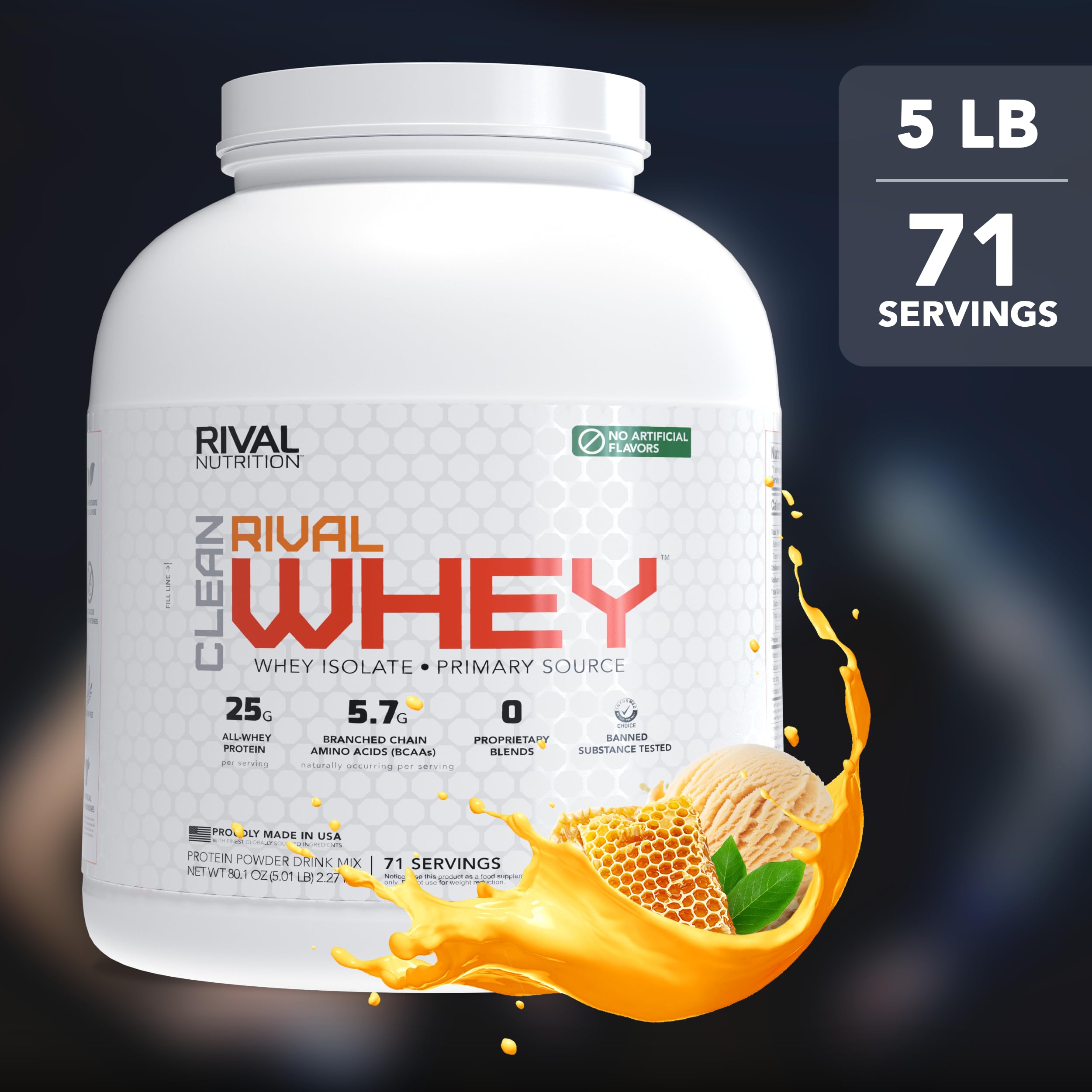 RIVAL NUTRITION Whey miel-noix-vanille cuillère-doseuse prête à doser rapidement