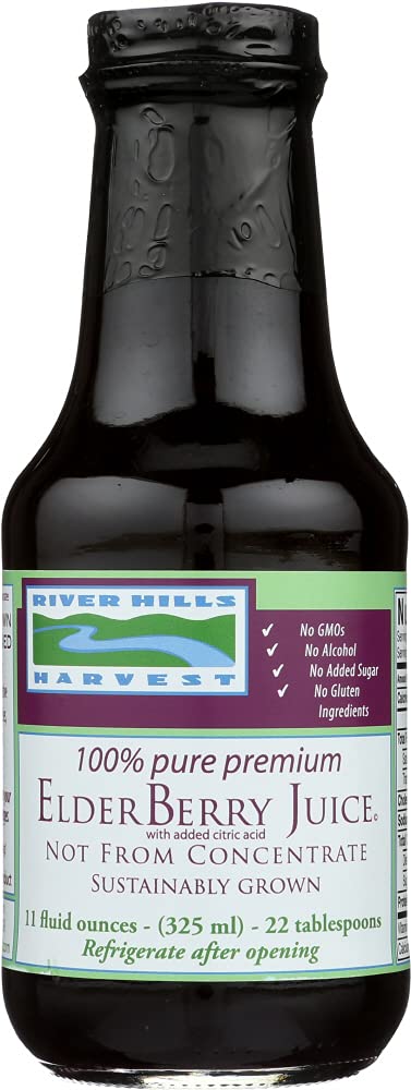 River Hills Harvest jus de Sureau en bouteille, dégustation rafraîchissante.