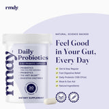 étiquette rmdy-probiotique digestif en gros plan, indication de stabilité et pureté