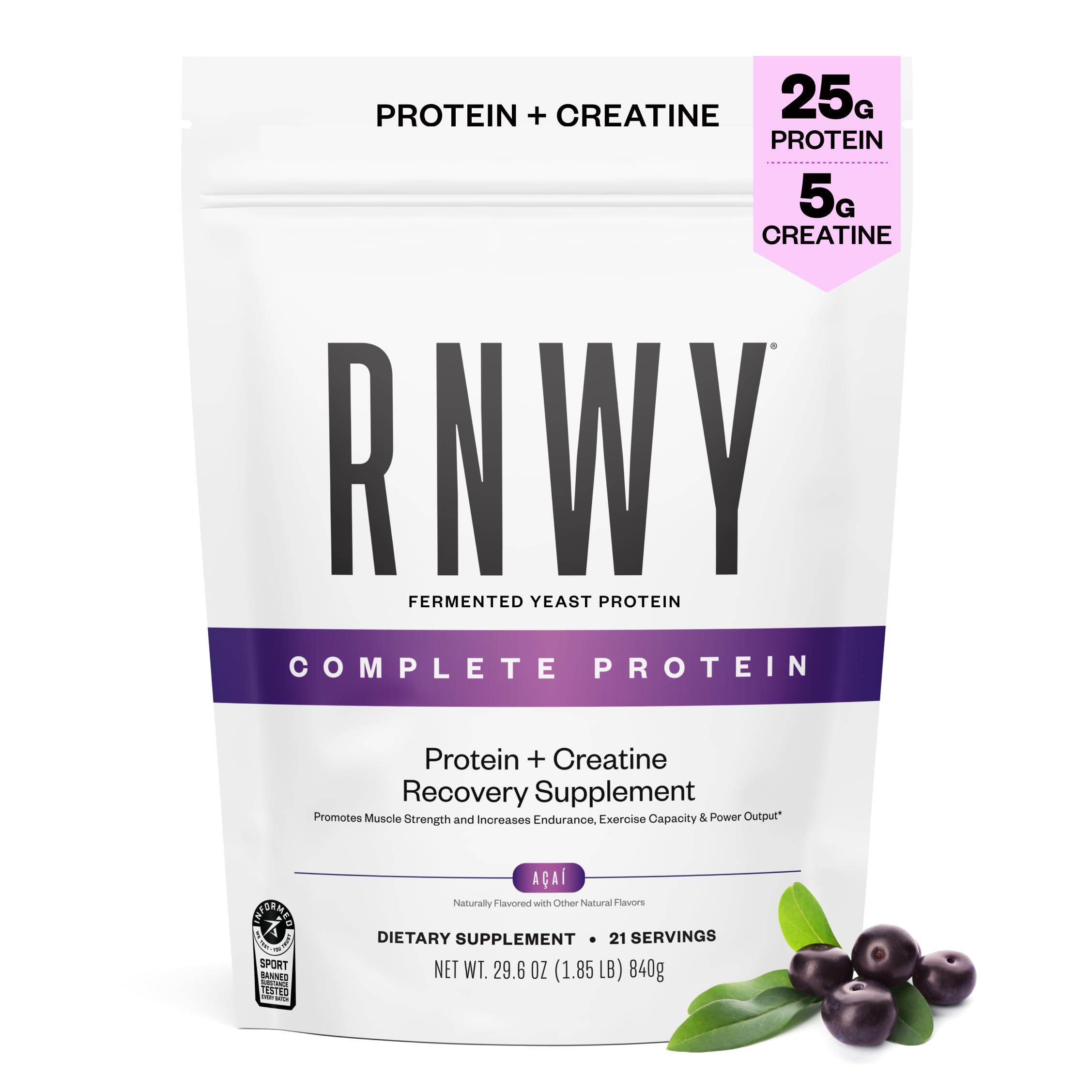 RNWY acai protein creatine bouteille : protéine vegan pour soutien après entraînement