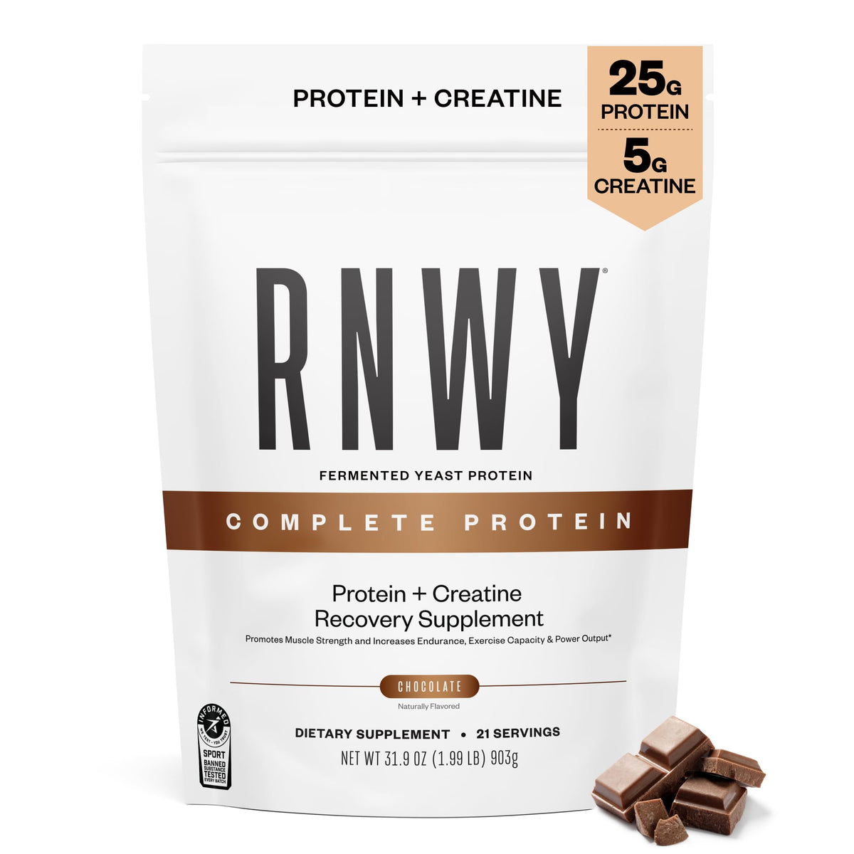 RNWY protéine végétale chocolat, poudre prête à mélanger pour récupération après l entraînement