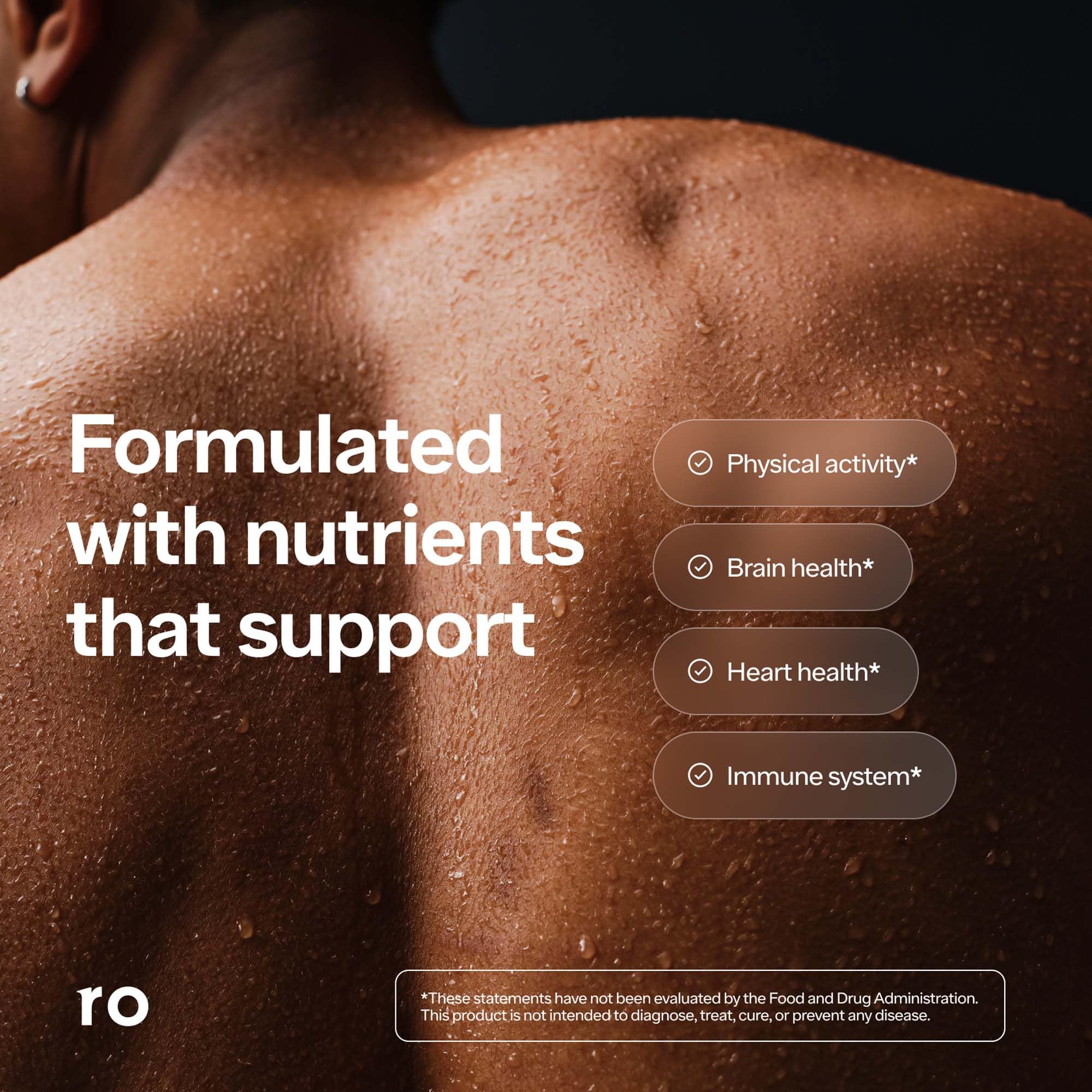 Carton d'emballage Ro, design sobre et informations utiles.