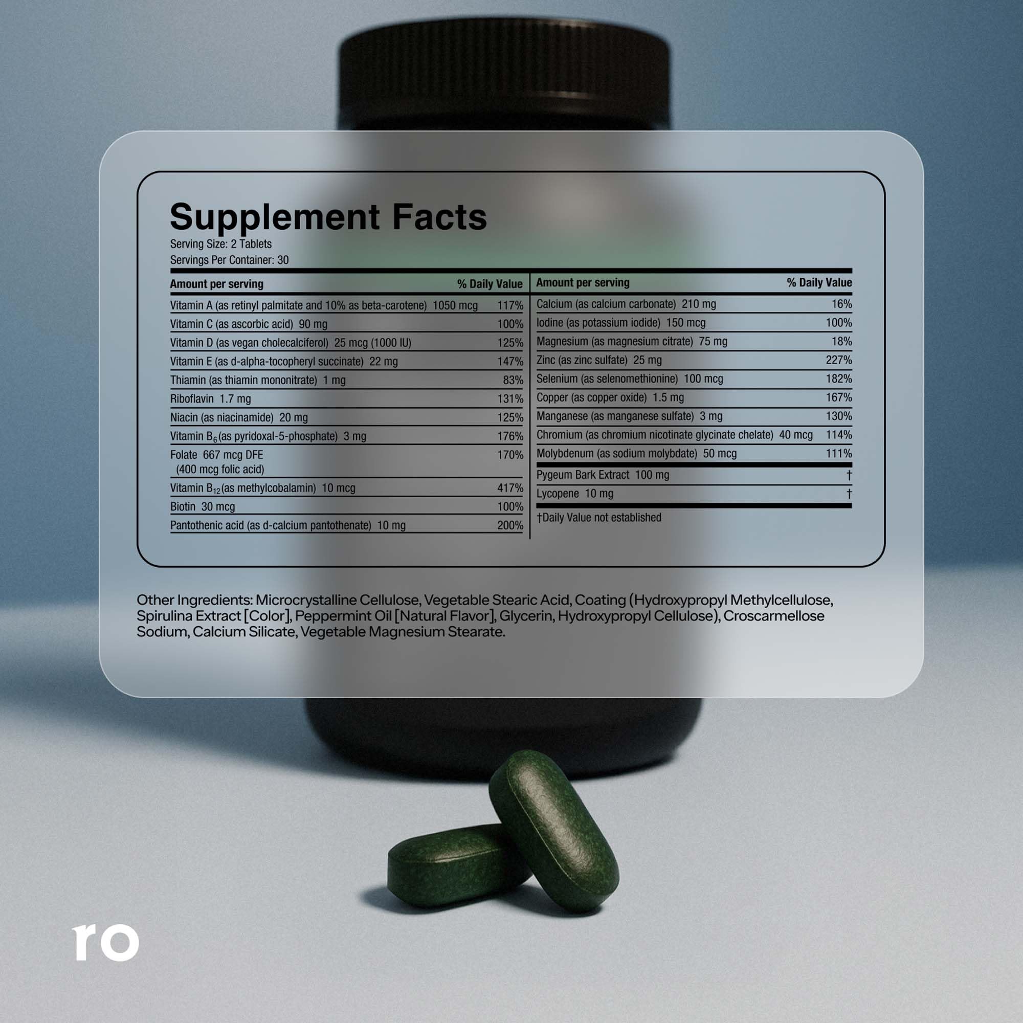 Tablettes Ro Multivitamine Quotidienne pour Homme visibles sur fond neutre, usage quotidien simple.