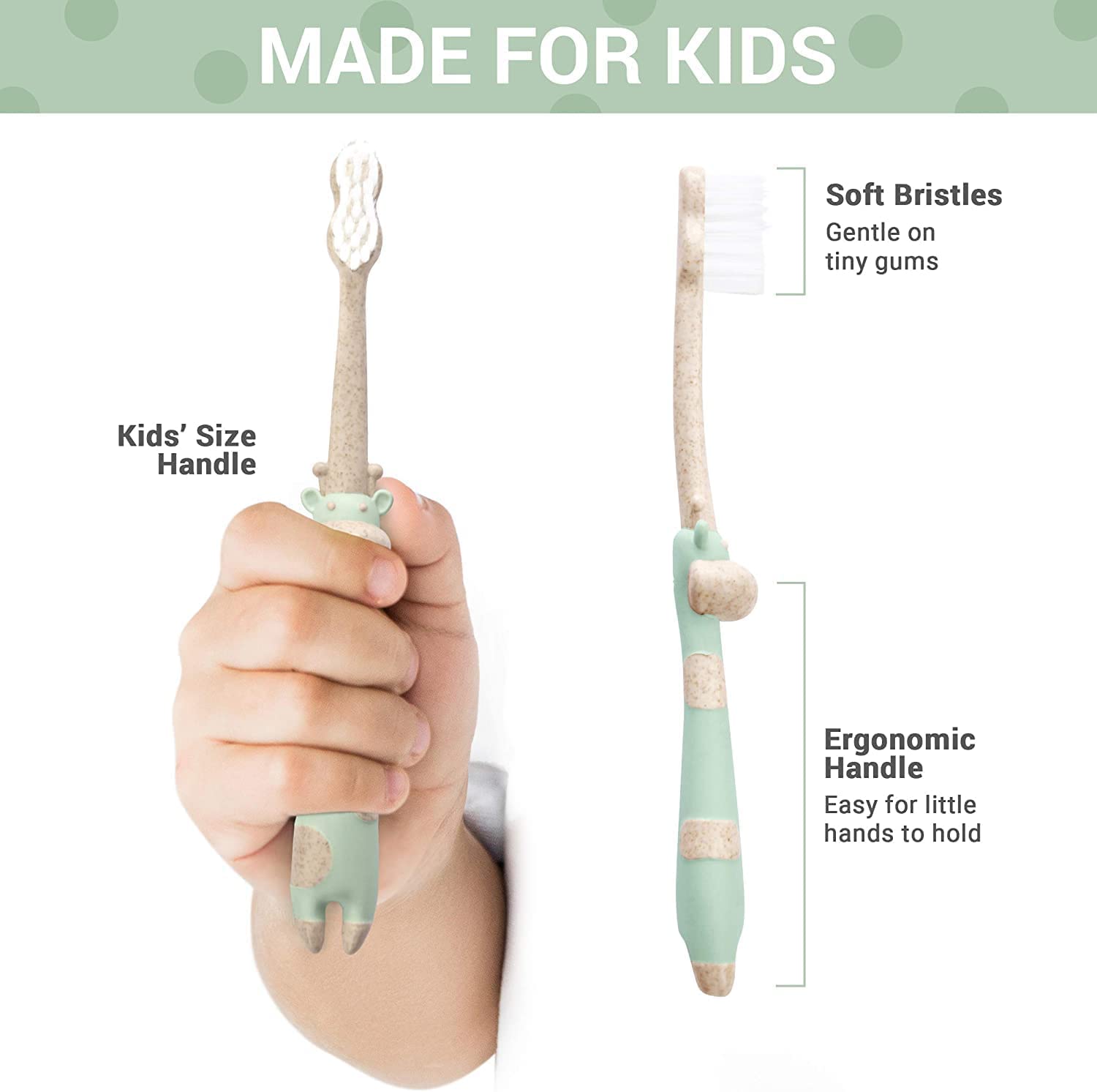 ROARex brosse d'enfants motif dinosaure—douce et adaptée à l'apprentissage.