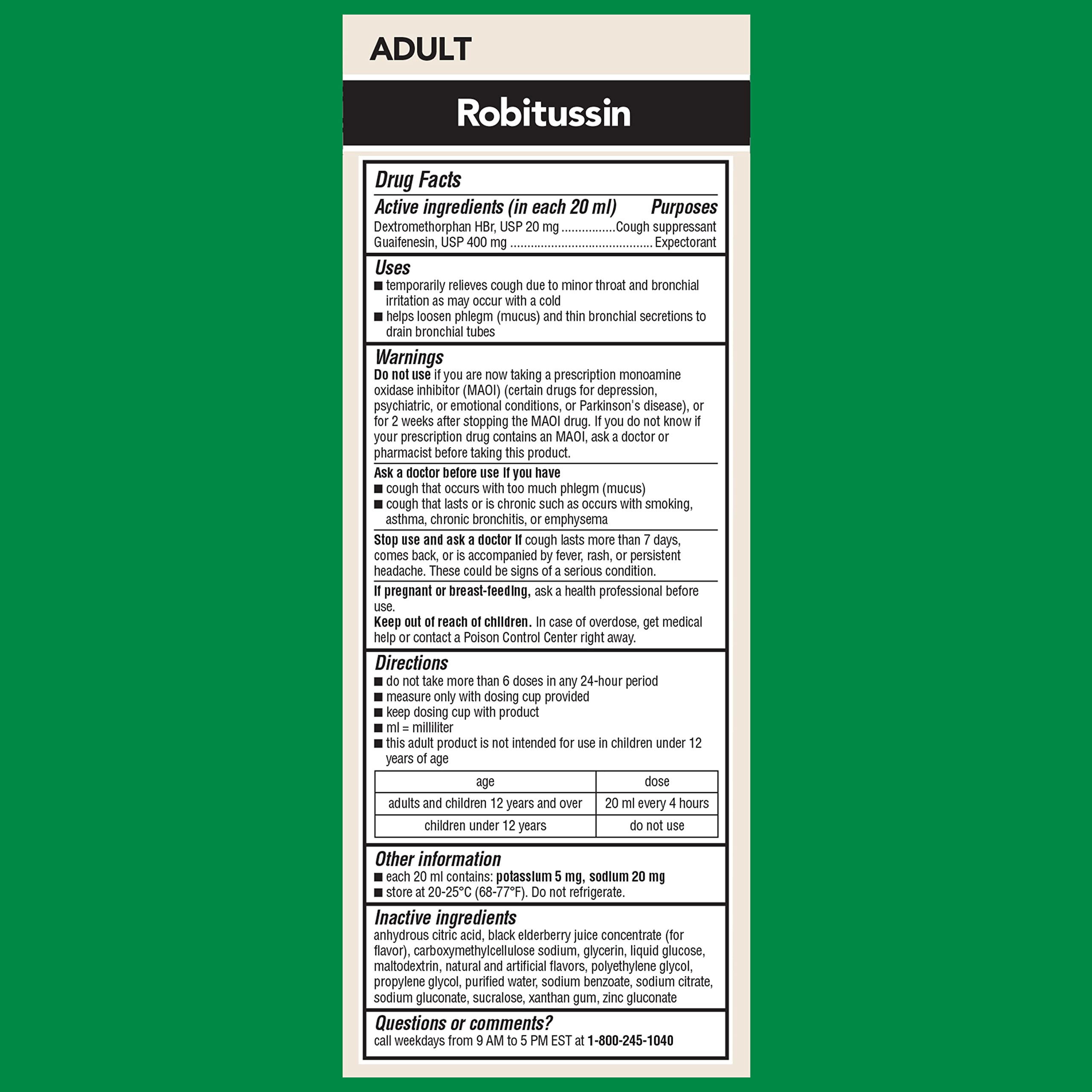Robitussin-dose-20ml – dose recommandée facile à suivre.