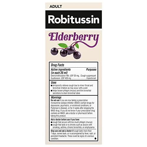 Robitussin-emballage-instructions – notes complètes sur les consignes de sécurité.