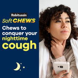 Sans eau nécessaire, Robitussin Soft Chews facilite le soulagement nocturne.
