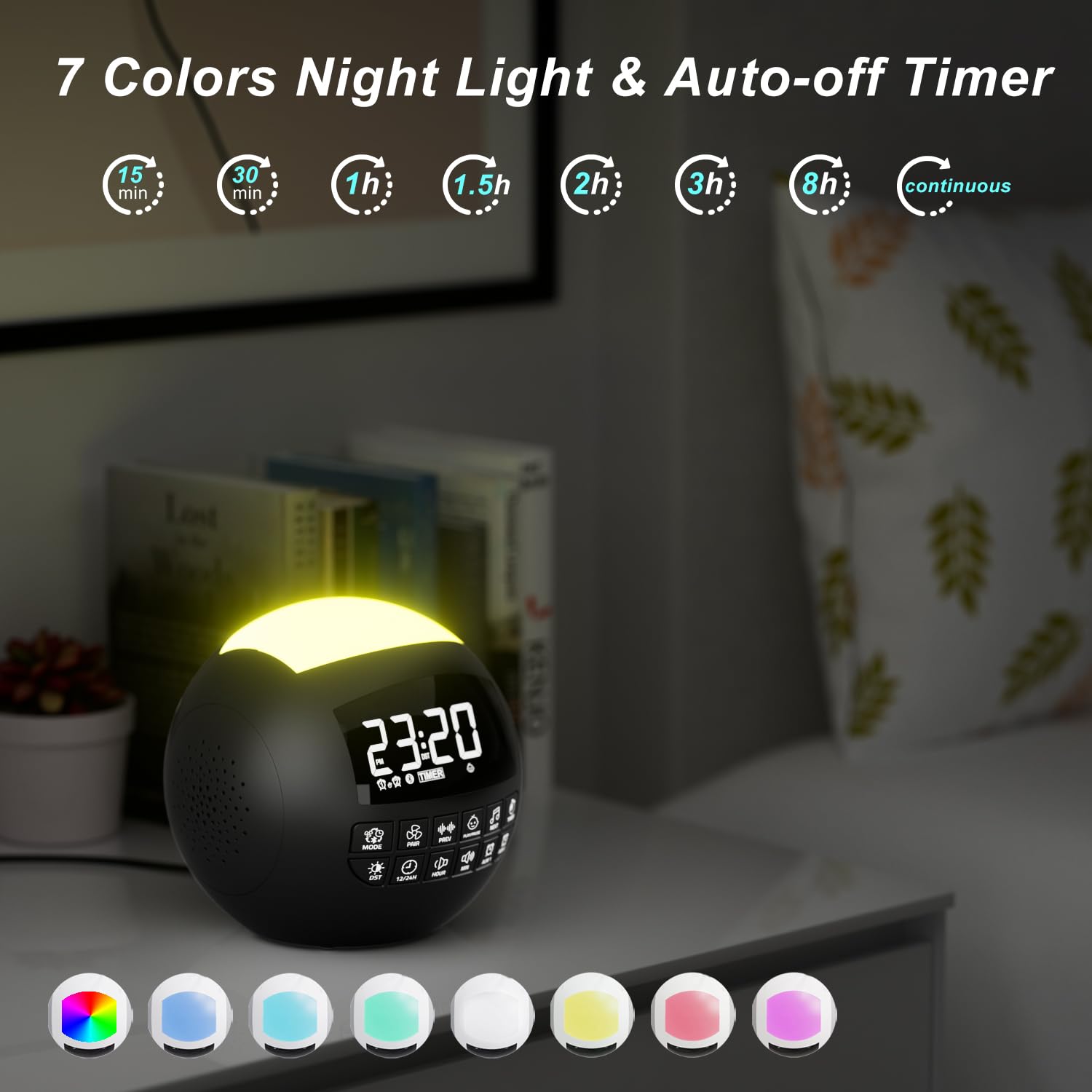 Rocam lumiere-nuit: 7 couleurs et mode dégradé pour détente nocturne