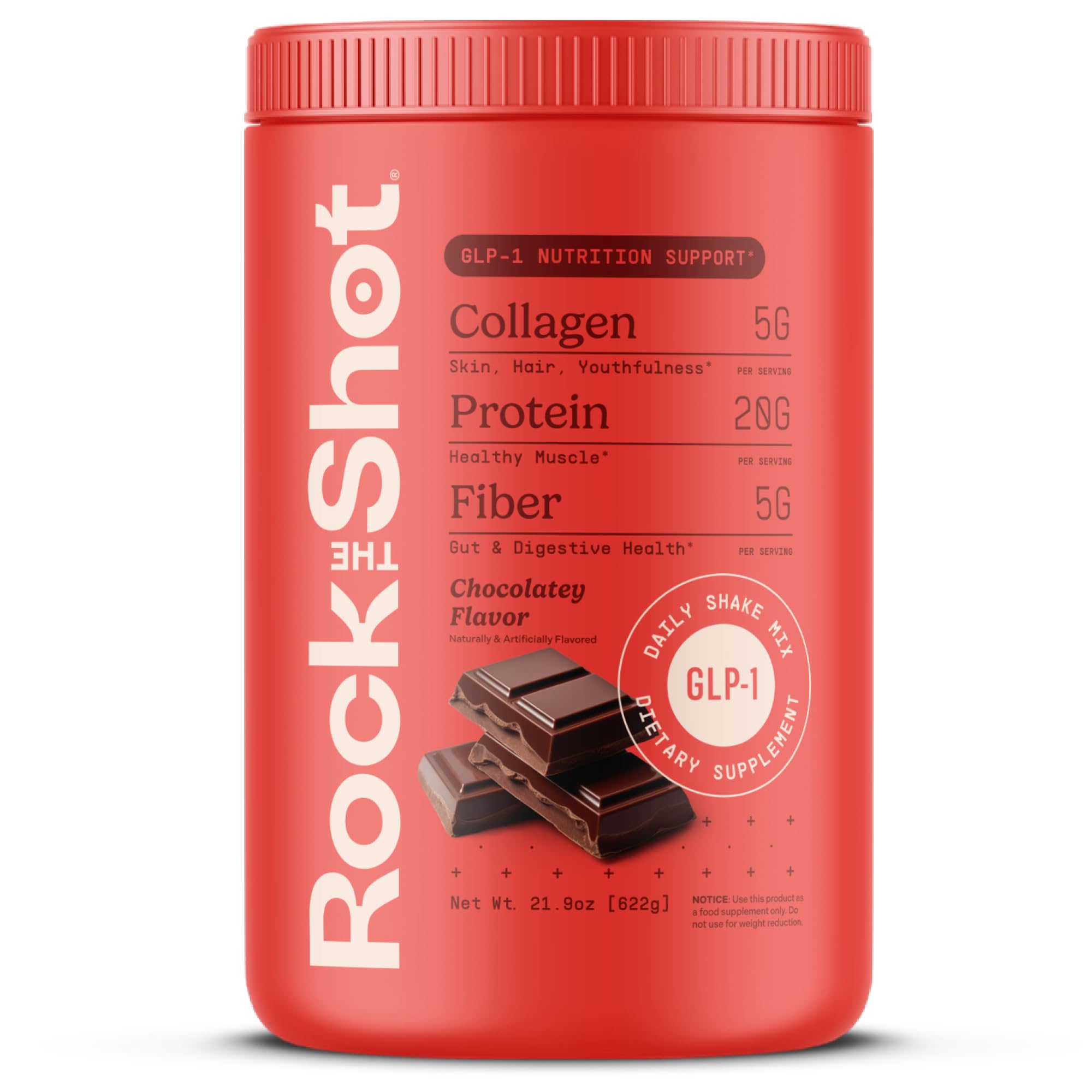 ROCK THE SHOT GLP-1 Shake: verse de la bouteille pour un apport pratique.