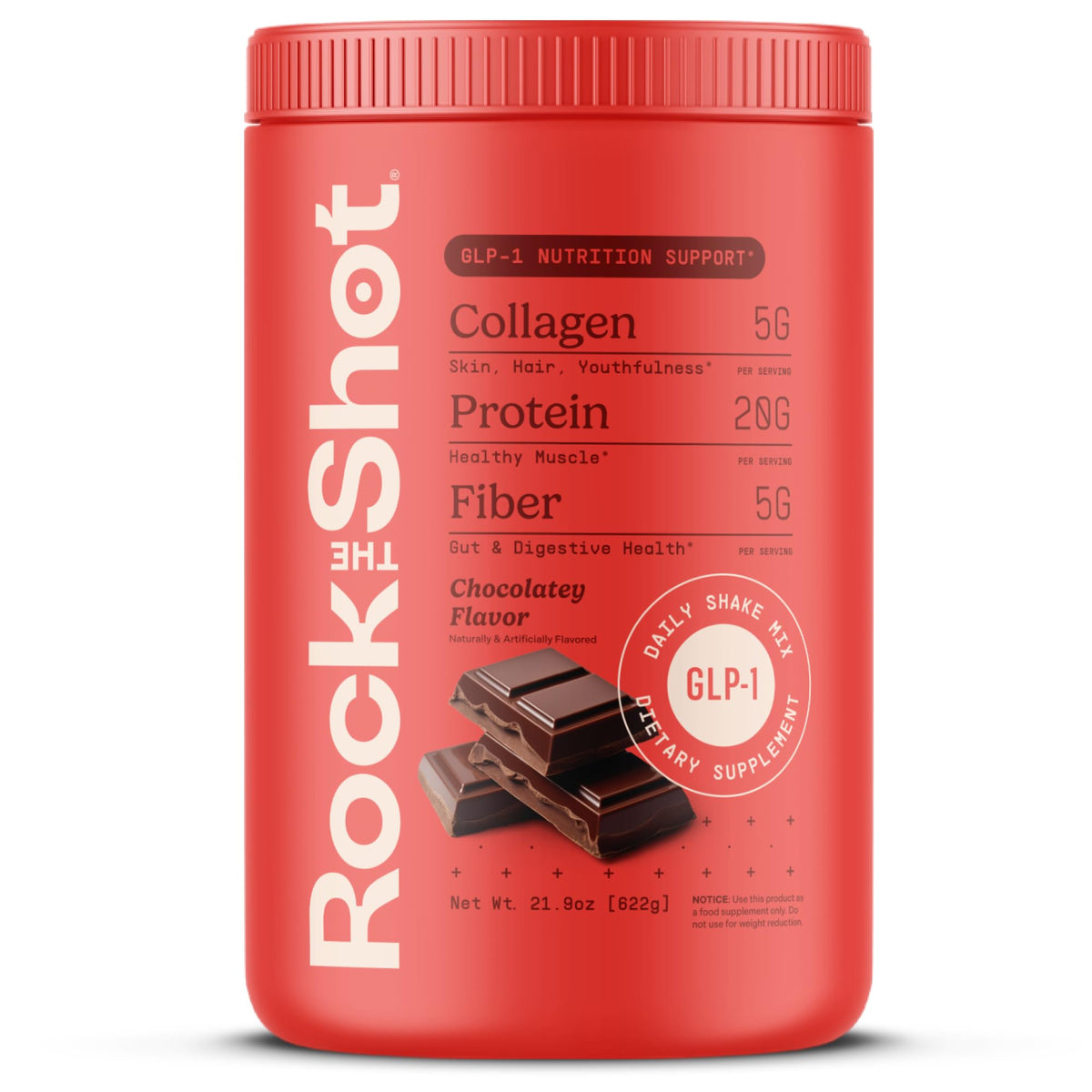 ROCK THE SHOT GLP-1 Shake: verse de la bouteille pour un apport pratique.