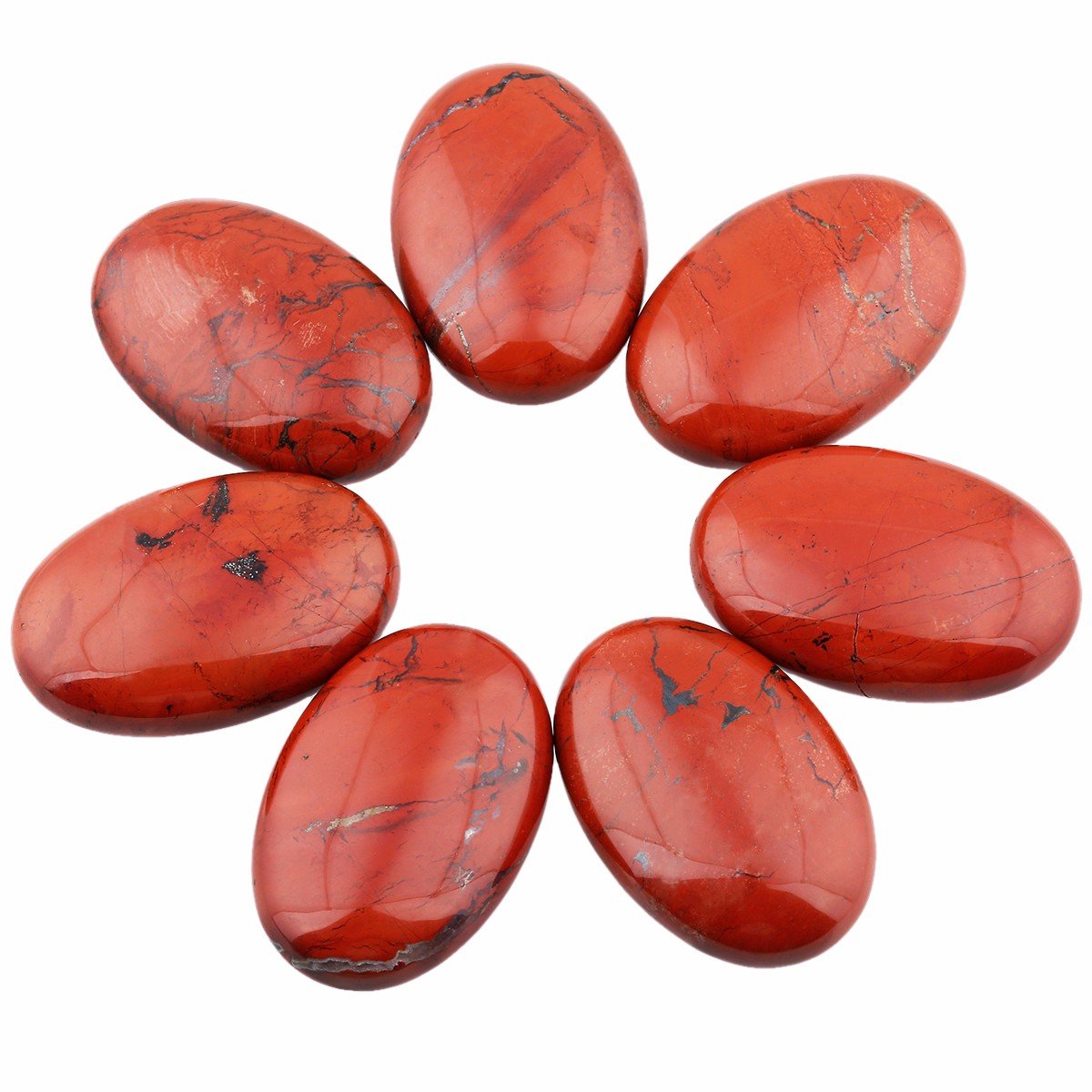 Rockcloud jaspe-rouge-ovale, pierre naturelle apportant énergie et confiance.