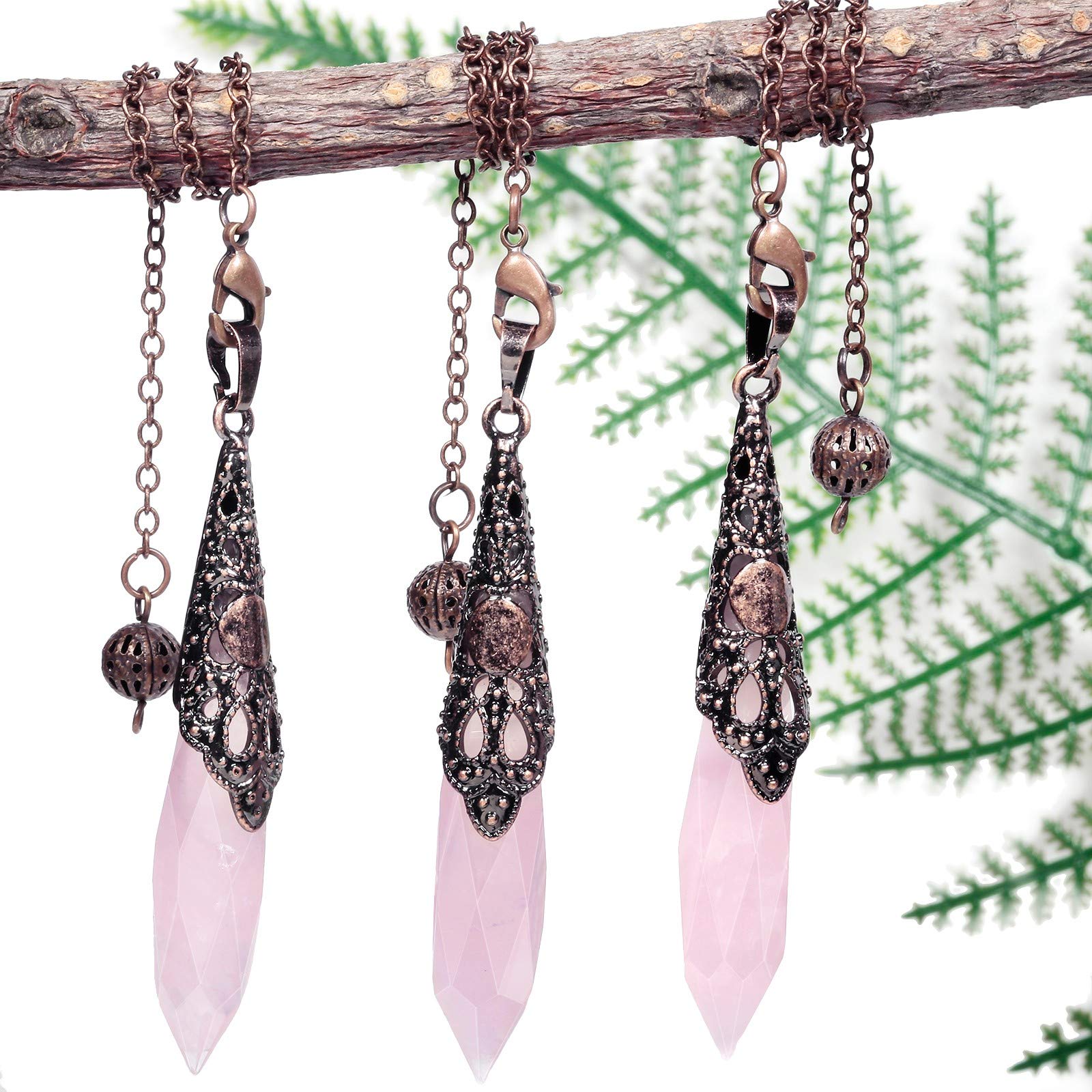 Rockcloud objet déco pendule quartz rose, cadeau élégant pour passionnés de cristal.