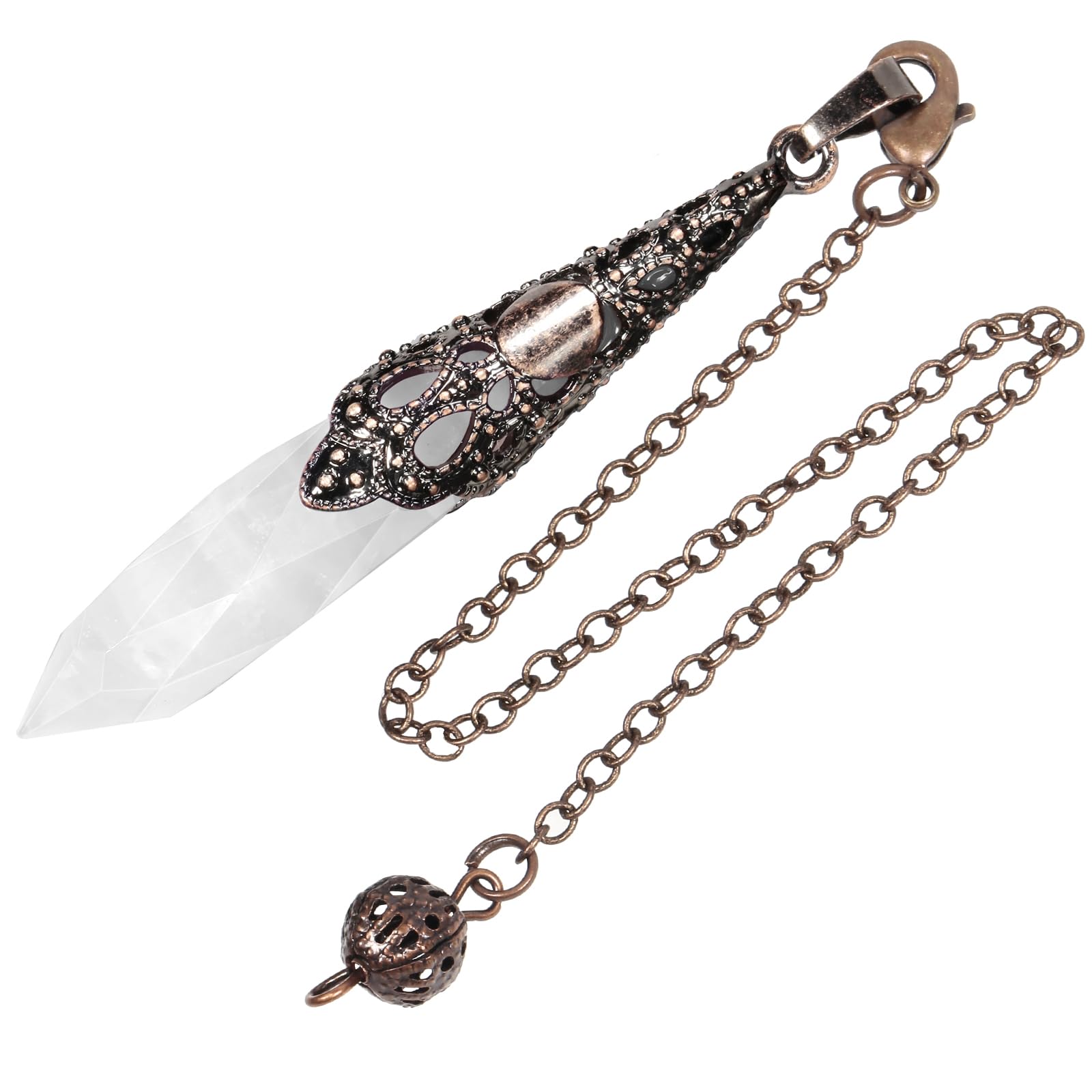 Rockcloud pendule cristal naturel pointe pour divination et méditation.