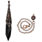 Rockcloud pendule obsidienne noire – détail cuivre plaqué pour une esthétique artisanale.