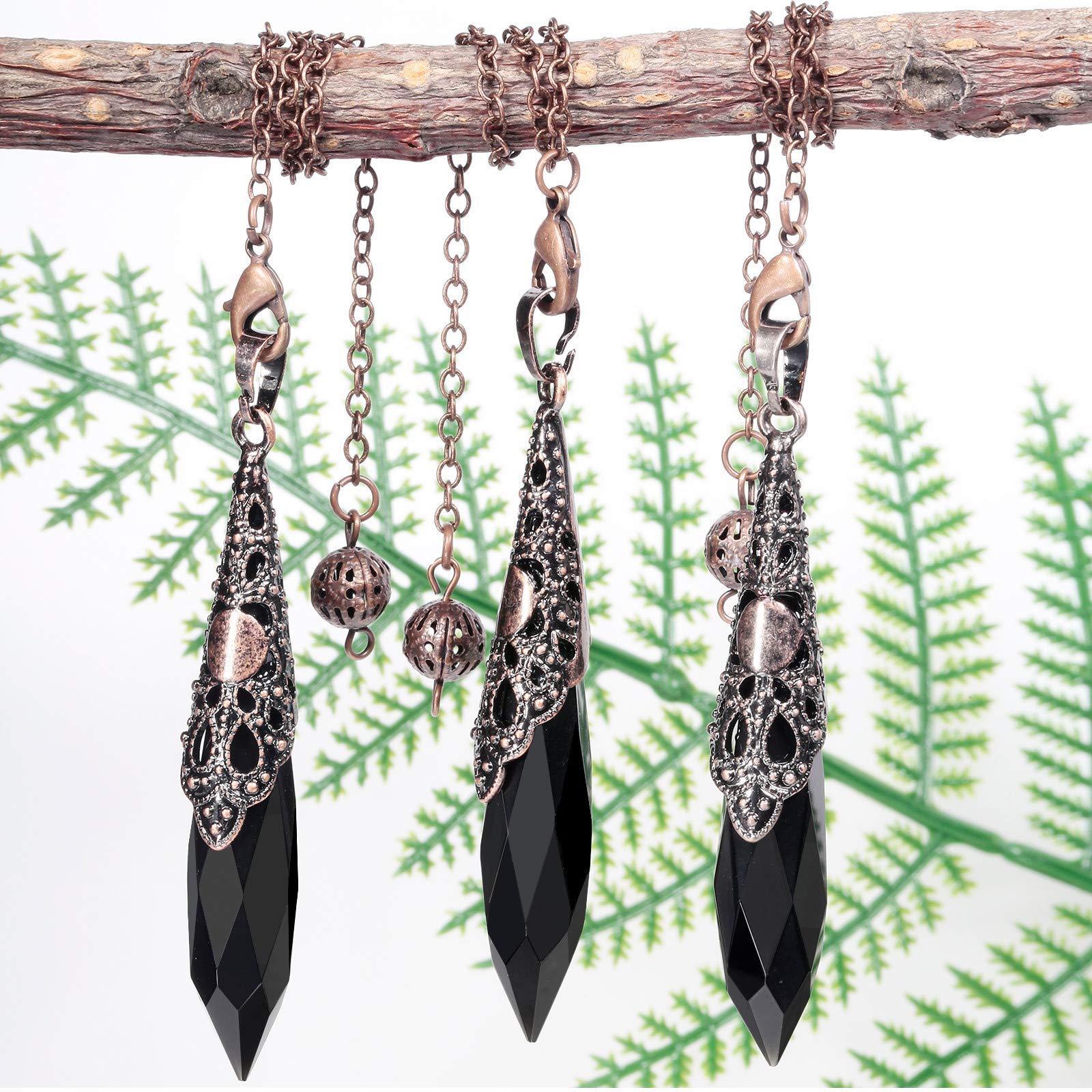 Rockcloud pendule obsidienne noire – emballage velours prêt à offrir.