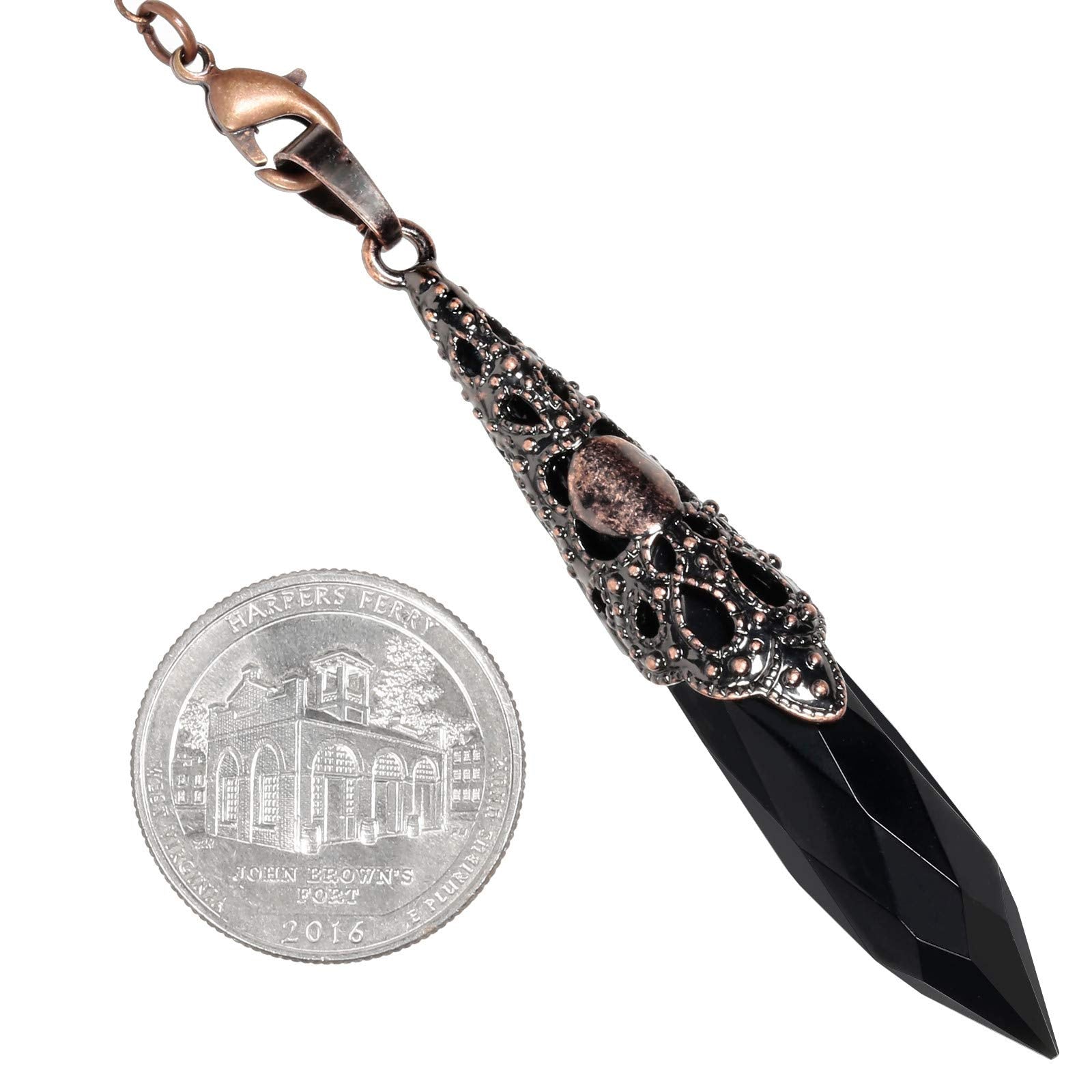 Rockcloud pendule obsidienne noire – longueur de chaîne et port possible en pendentif.