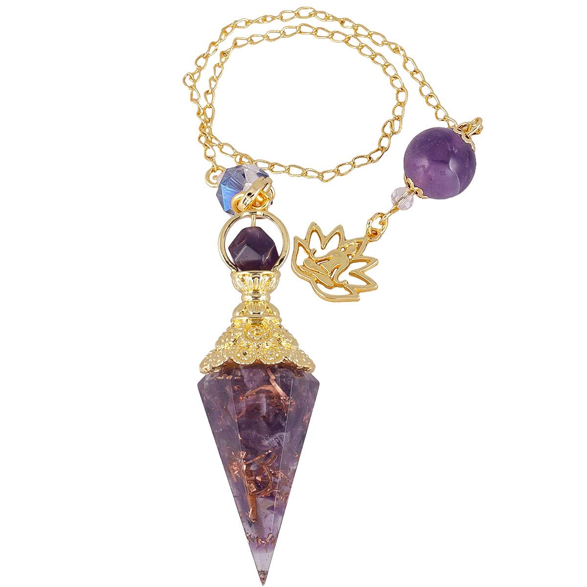 Rockcloud pendule pointe cristal améthyste hexagonale pour divination et méditation
