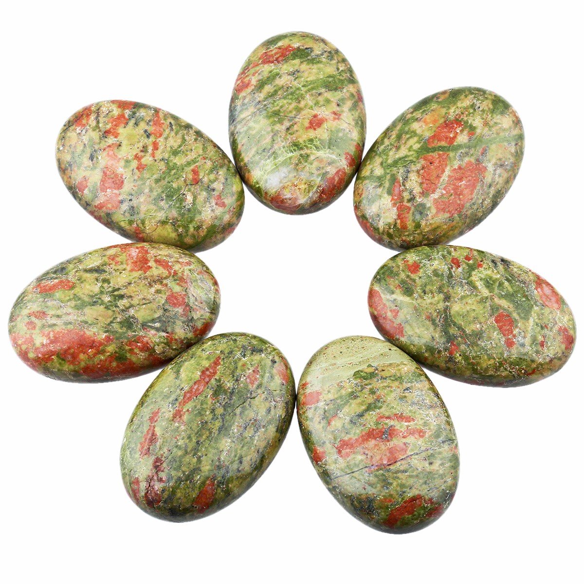 Rockcloud unakite pierre oval worry stone couleurs: équilibre émotionnel et harmonie visuelle.