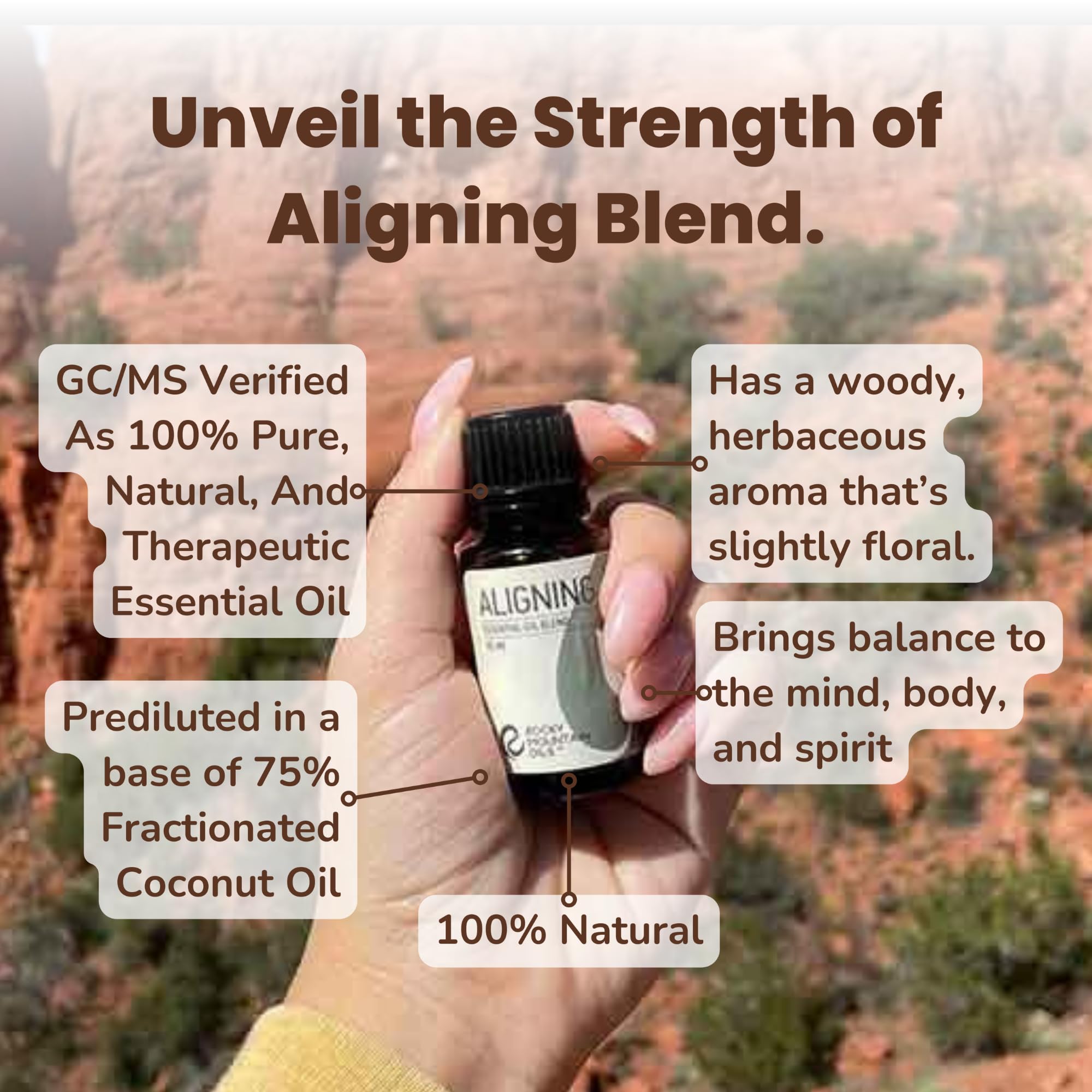 Mélange aromatique Aligning avec notes boisées et florales pour la détente.