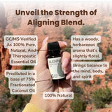 Mélange aromatique Aligning avec notes boisées et florales pour la détente.